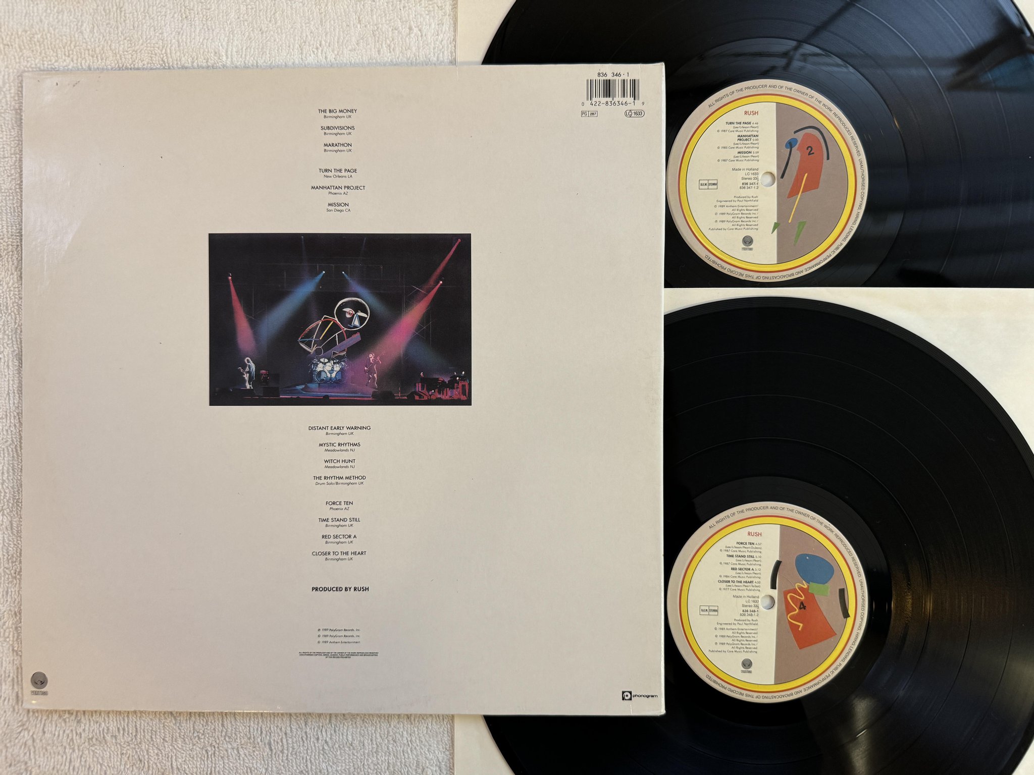 Omslagsbild för skivan RUSH A show of hands 2xLP -89 VERTIGO 836 348-1