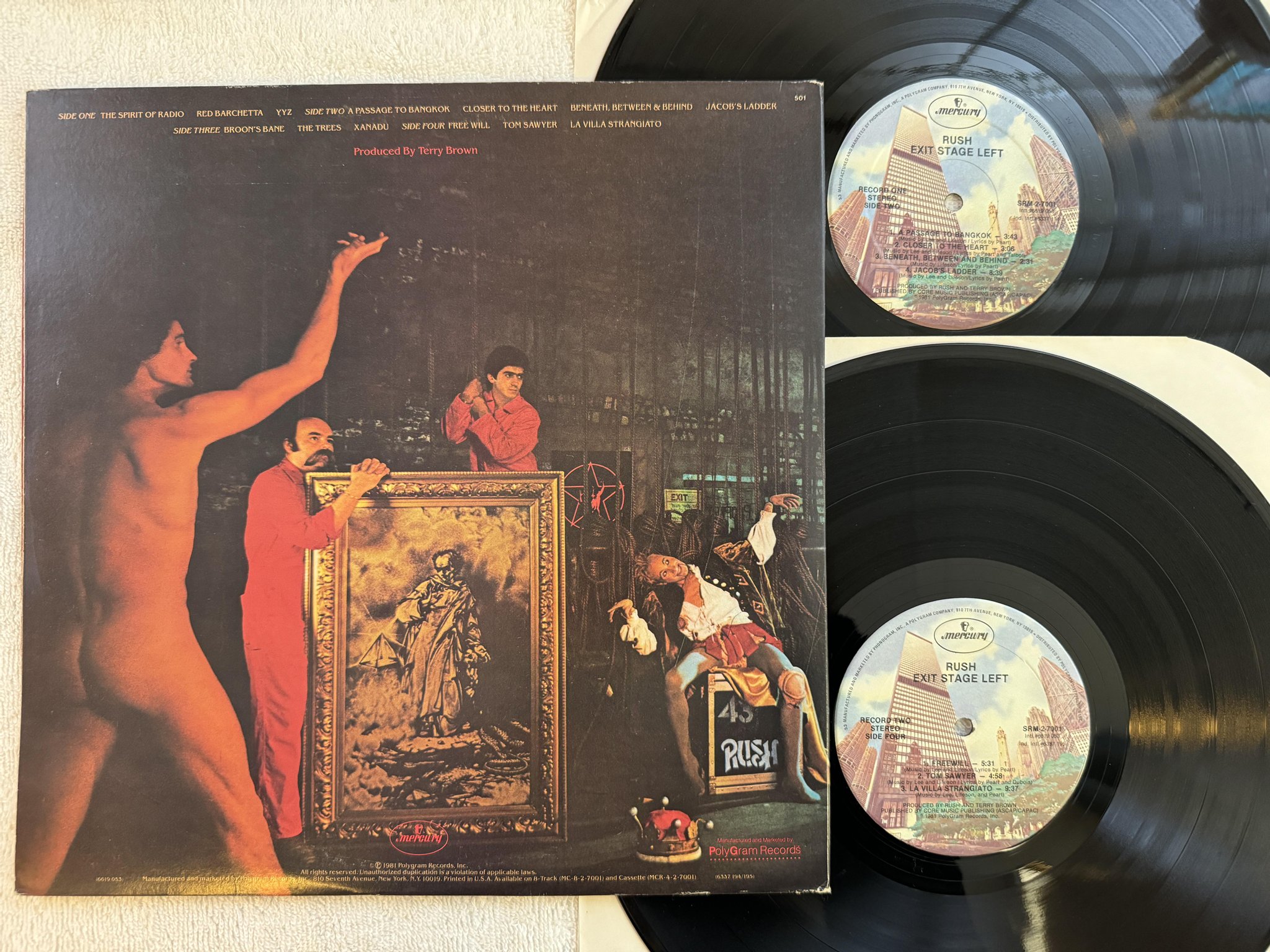 Omslagsbild för skivan RUSH exit stage left 2xLP -81 US MERCURY SRM-2-7001