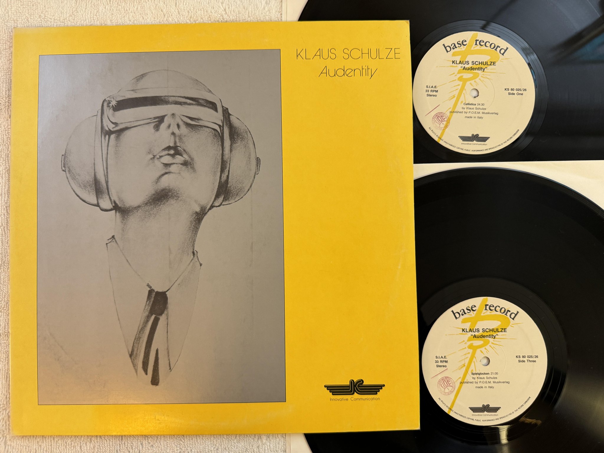 Omslagsbild för skivan KLAUS SCHULZE Audentity LP -83 Ita BASE KS 80025-26