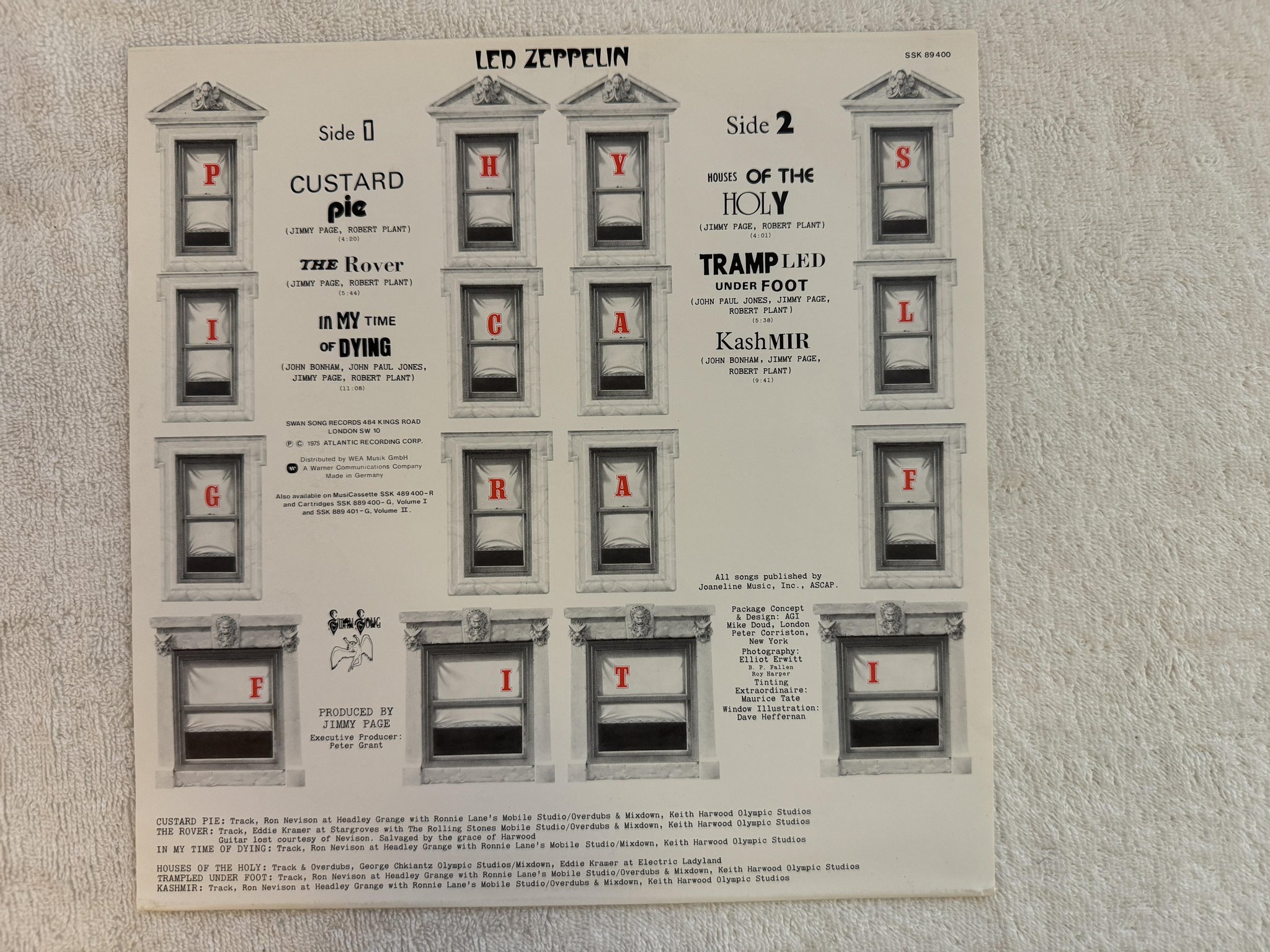 Omslagsbild för skivan LED ZEPPELIN physical graffiti 2xLP re Ger SWAN SONG K 89 400