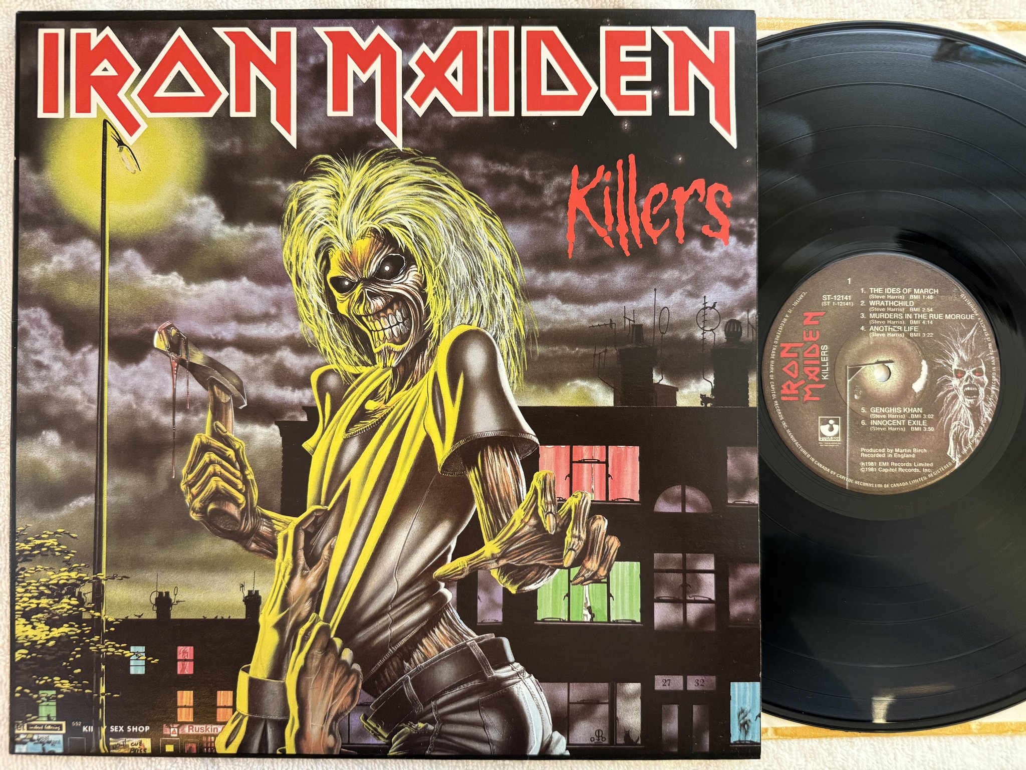 Omslagsbild för skivan IRON MAIDEN killers LP -81 Canada HARVEST ST 12141