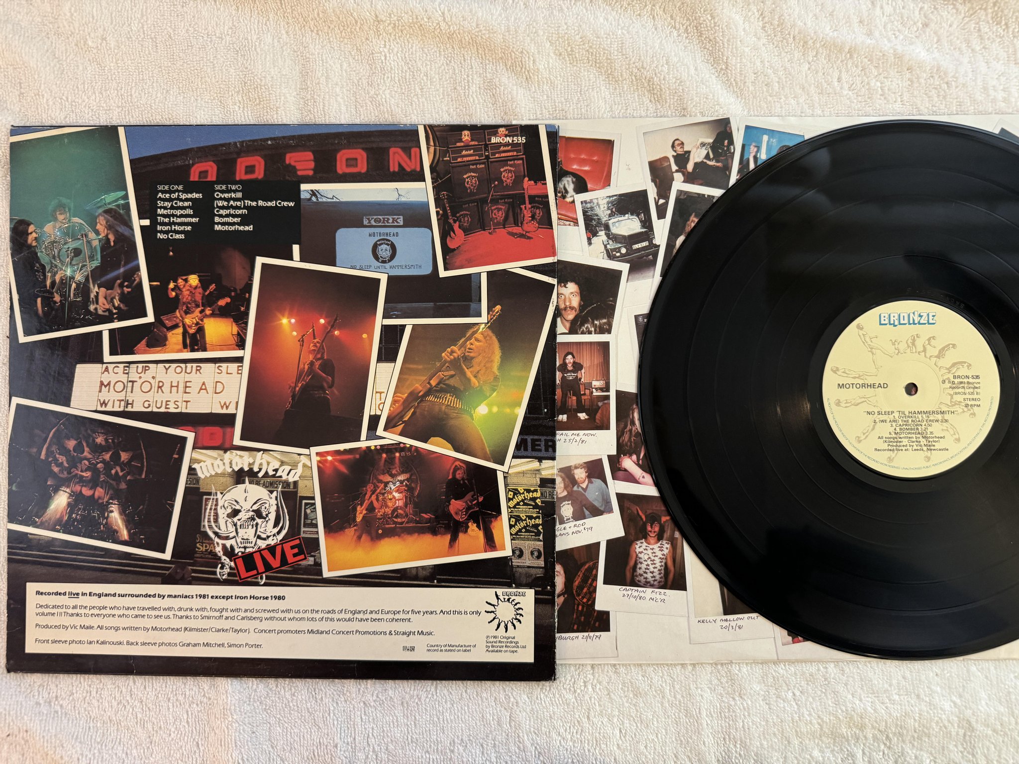 Omslagsbild för skivan MOTORHEAD no sleep 'til Hammersmith LP -81 Swe BRONZE BRON 535