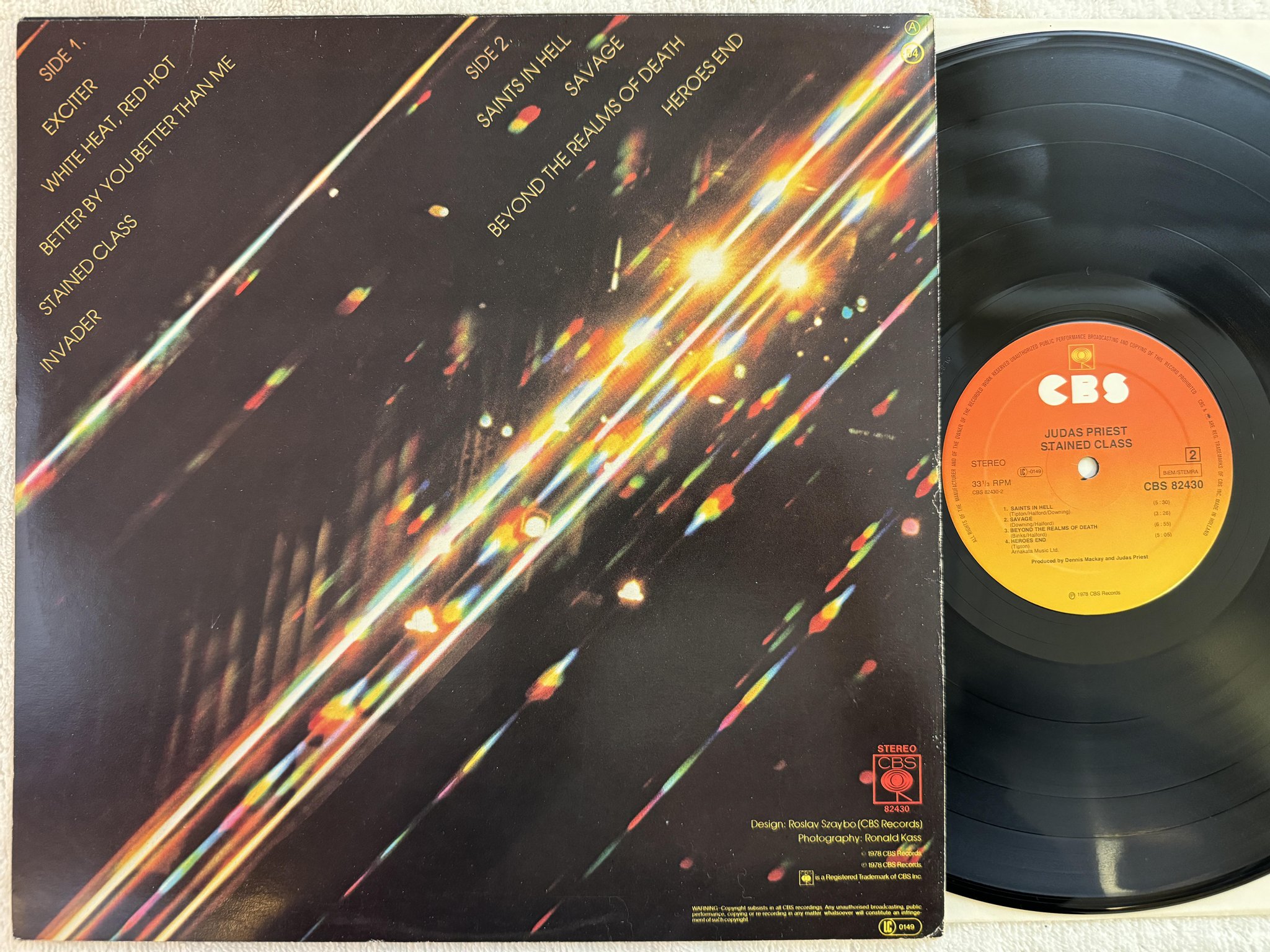 Omslagsbild för skivan JUDAS PRIEST stained class LP -78 Hol CBS 82430