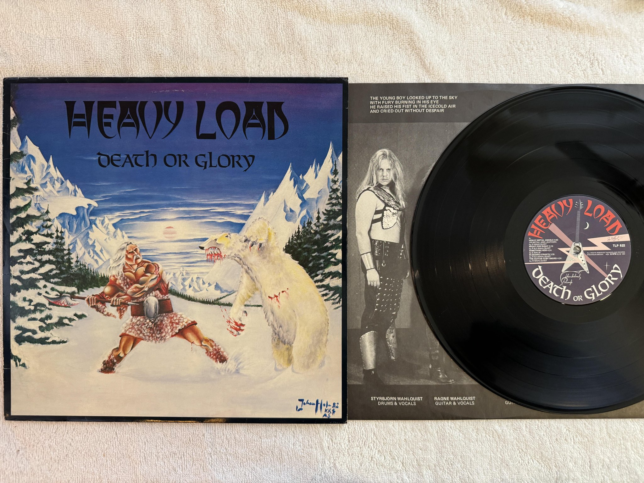 Omslagsbild för skivan HEAVY LOAD death of glory LP -82 Swe THUNDERLOAD TLP 822