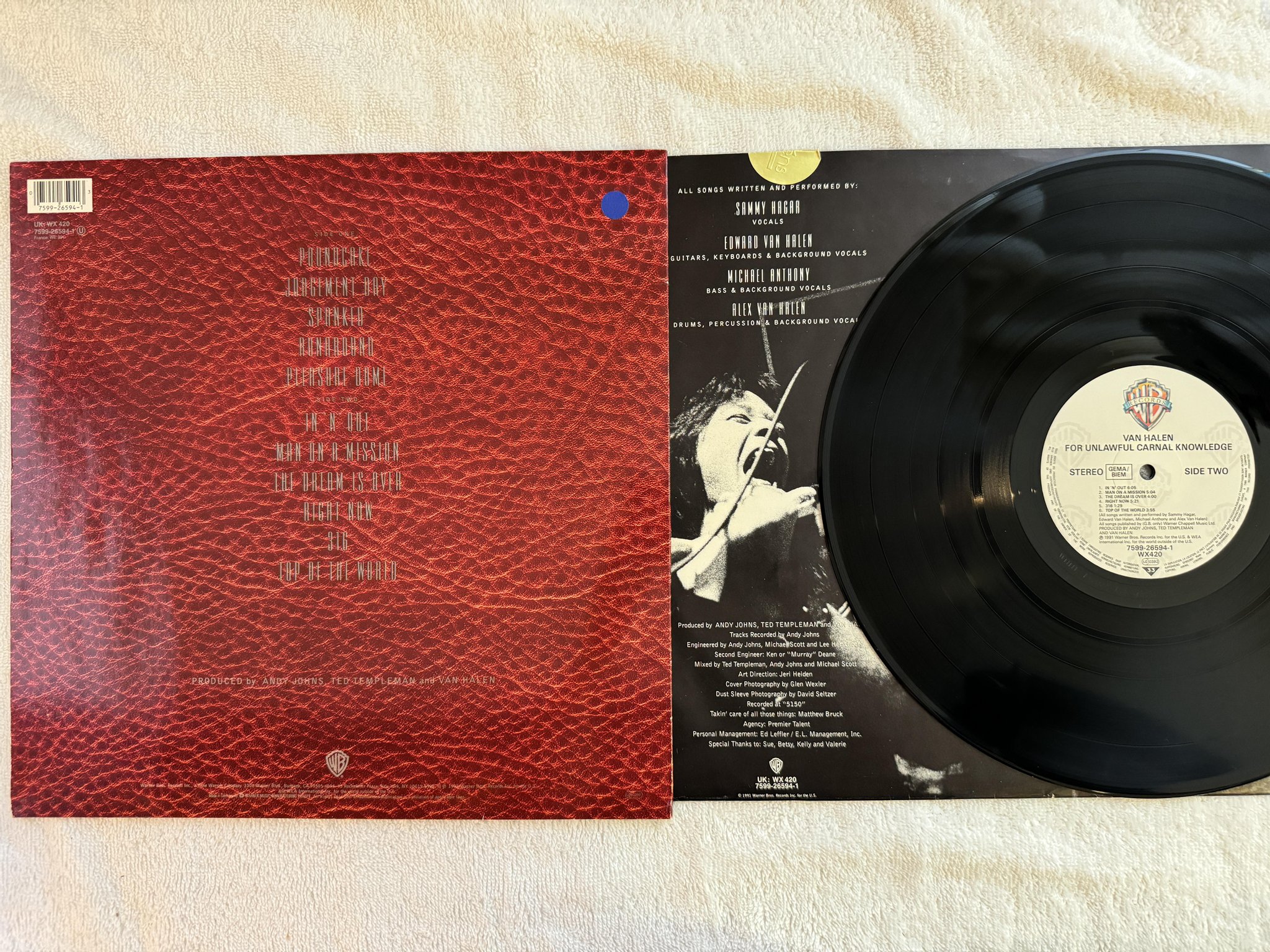 Omslagsbild för skivan VAN HALEN for unlwful carnal knowledge LP -91 WARNER BROS 7599-26594-1