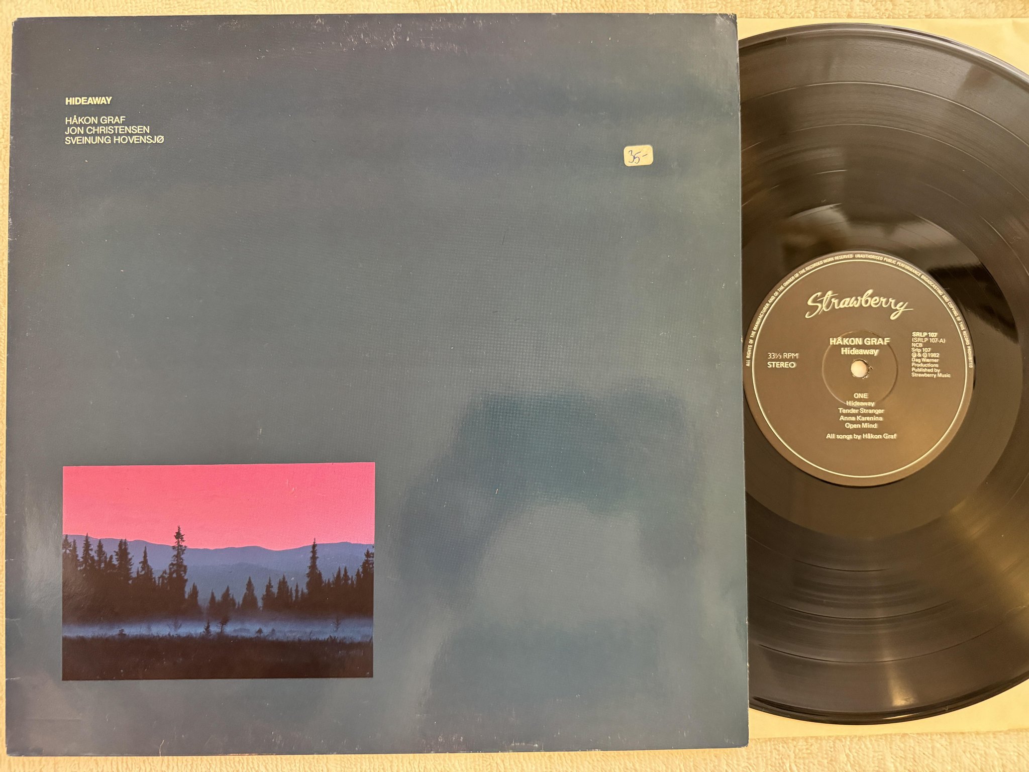 Omslagsbild för skivan HÅKON GRAF hideway LP -82 Norway STRAWBERRY SRLP 107