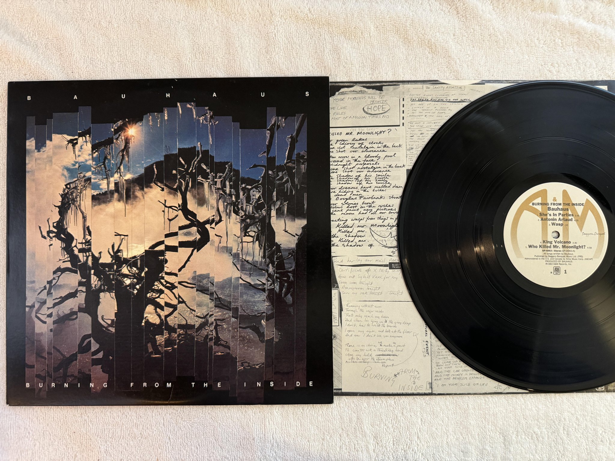 Omslagsbild för skivan BAUHAUS burning from the inside LP -83 US A&M SP-4953 * Indianapolis Pressing *