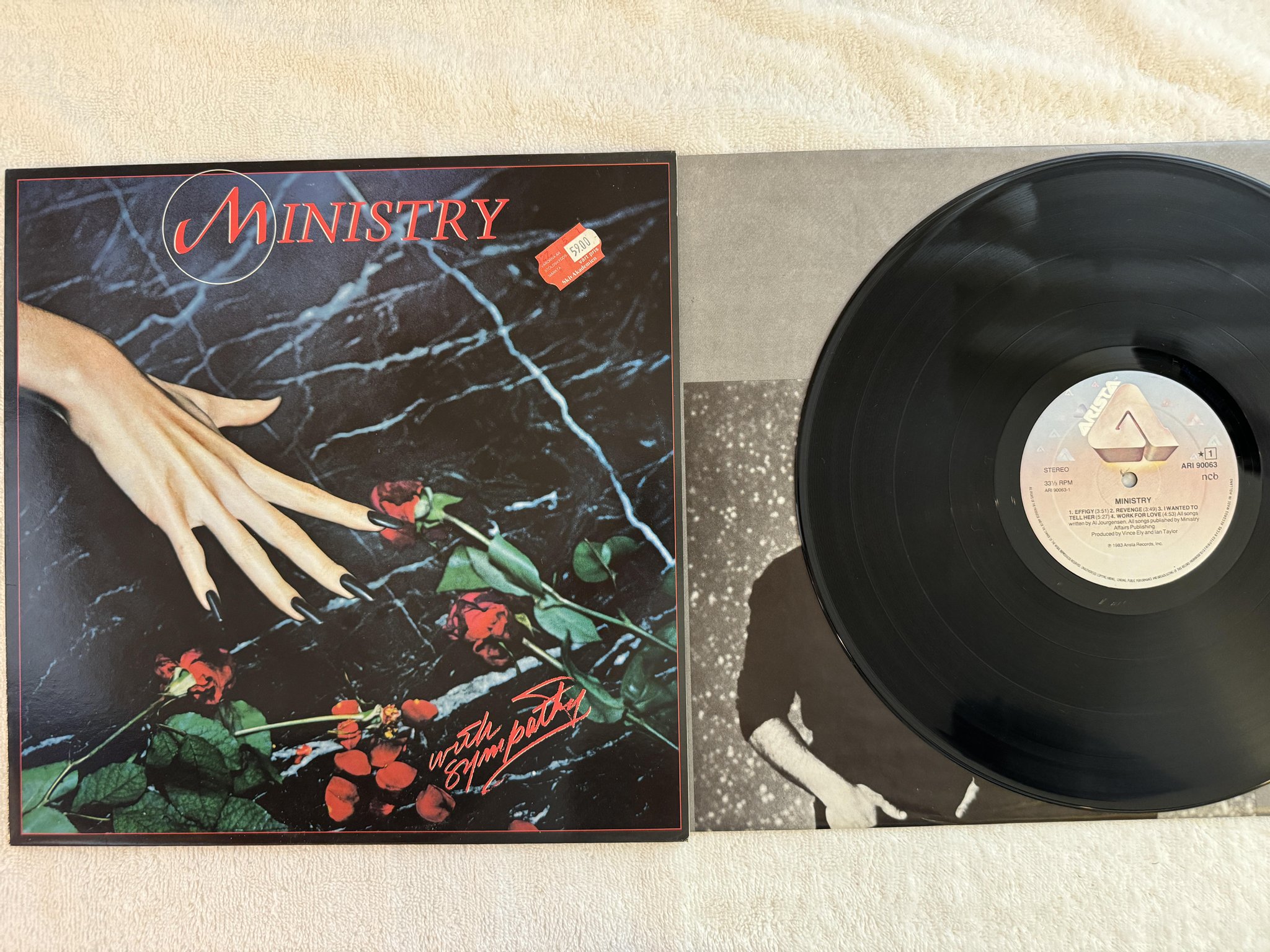 Omslagsbild för skivan MINISTRY with sympathy LP -83 ncb ARISTA ARI 90063 *** NEW WAVE ***