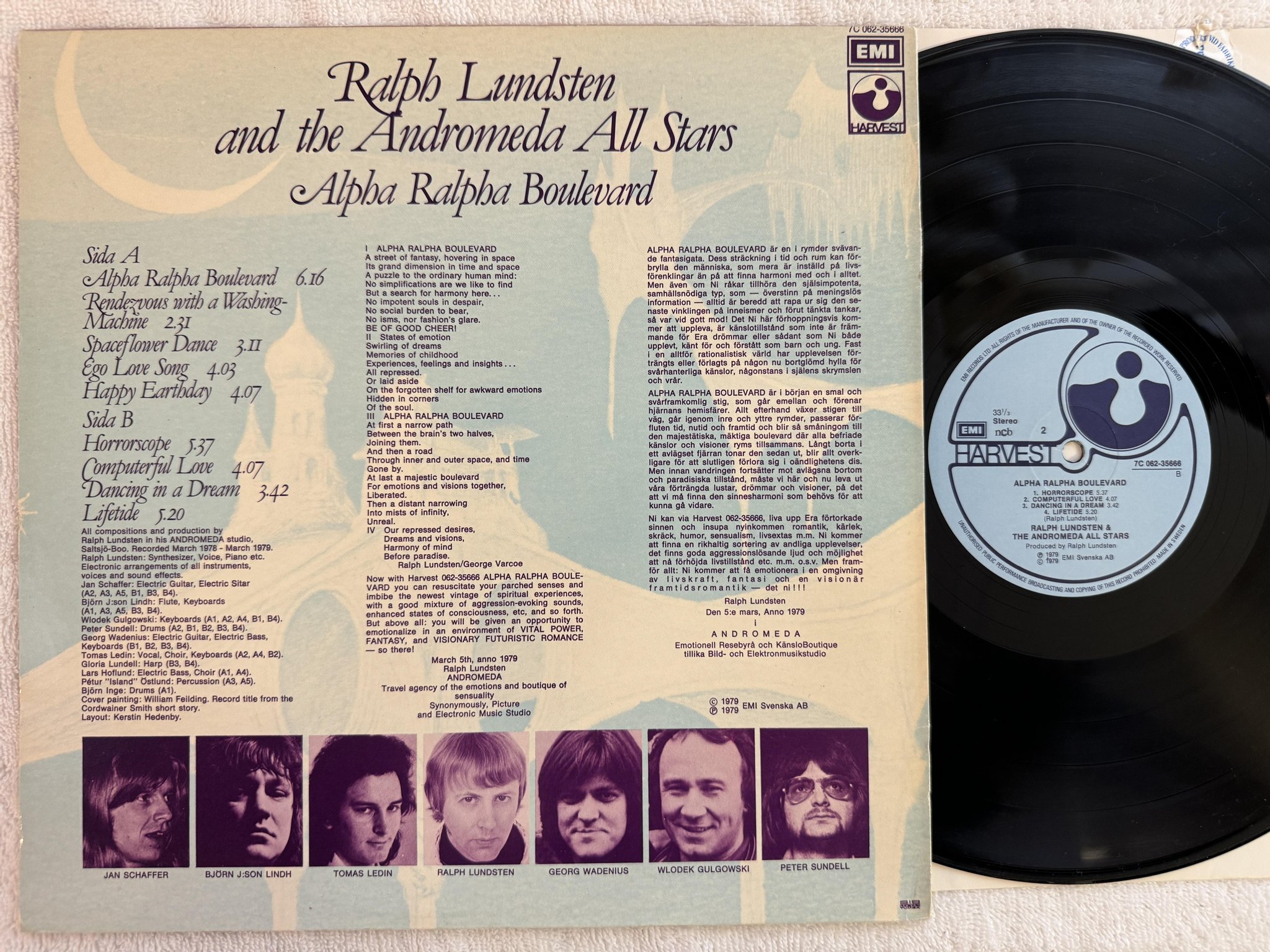 Omslagsbild för skivan RALPH LUNDSTEN alpha ralpha boulevard LP -79 Swe HARVEST 7C 062-35666