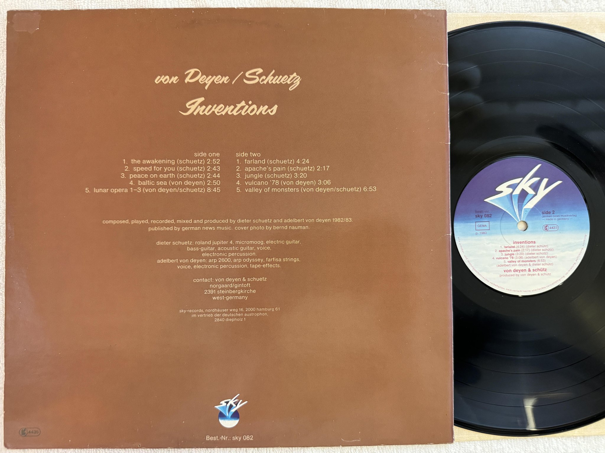 Omslagsbild för skivan VON DEYEN & SCHÜTZ inventions LP -83 Ger SKY 082 *** BERLIN SCHOOL ***