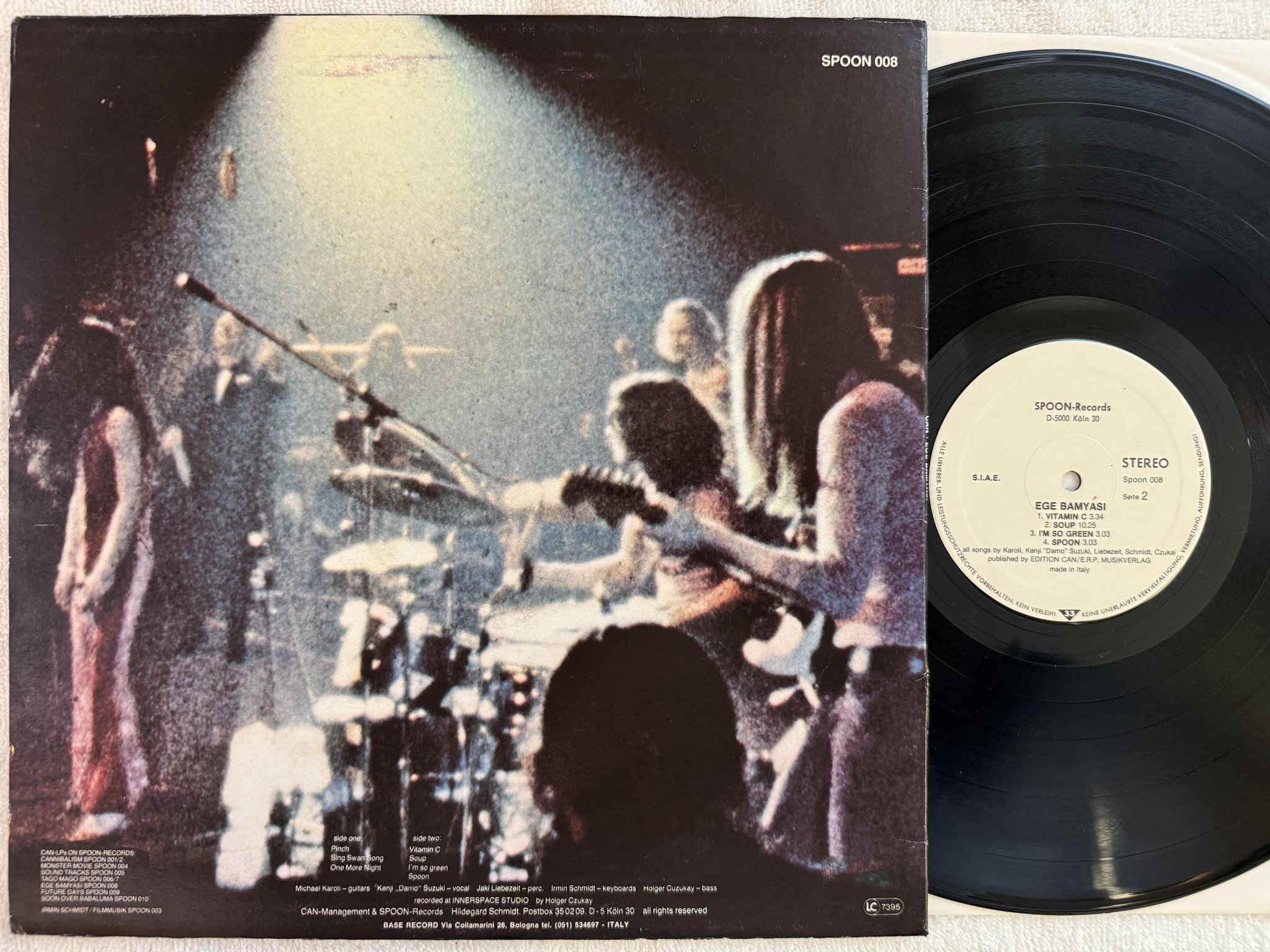Omslagsbild för skivan CAN ege bamyasi LP re Ita BASE RECORD SPOON 008 *** KRAUT ***