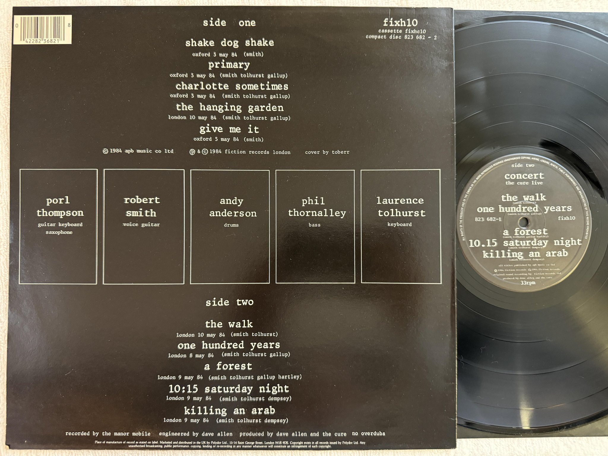 Omslagsbild för skivan THE CURE Concert (The Cure Live) LP -84 UK FICTION fixh10