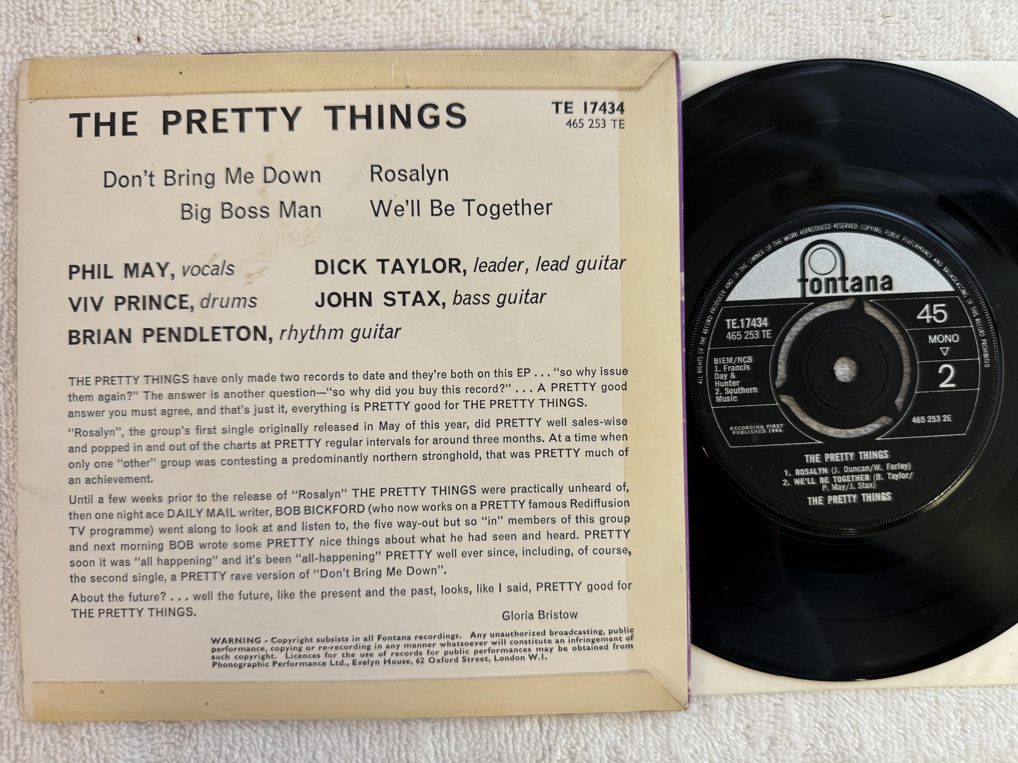 Omslagsbild för skivan THE PRETTY THINGS s/t 7"ep -64 UK FONTANA TE 17434 *** RARE R&B ***