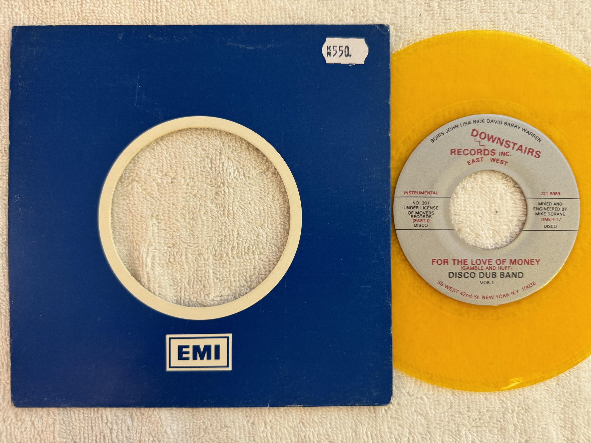 Omslagsbild för skivan DISCO DUB BAND For The Love Of Money 7" -79 US DOWNSTAIR MOB-1 ** disco funk **