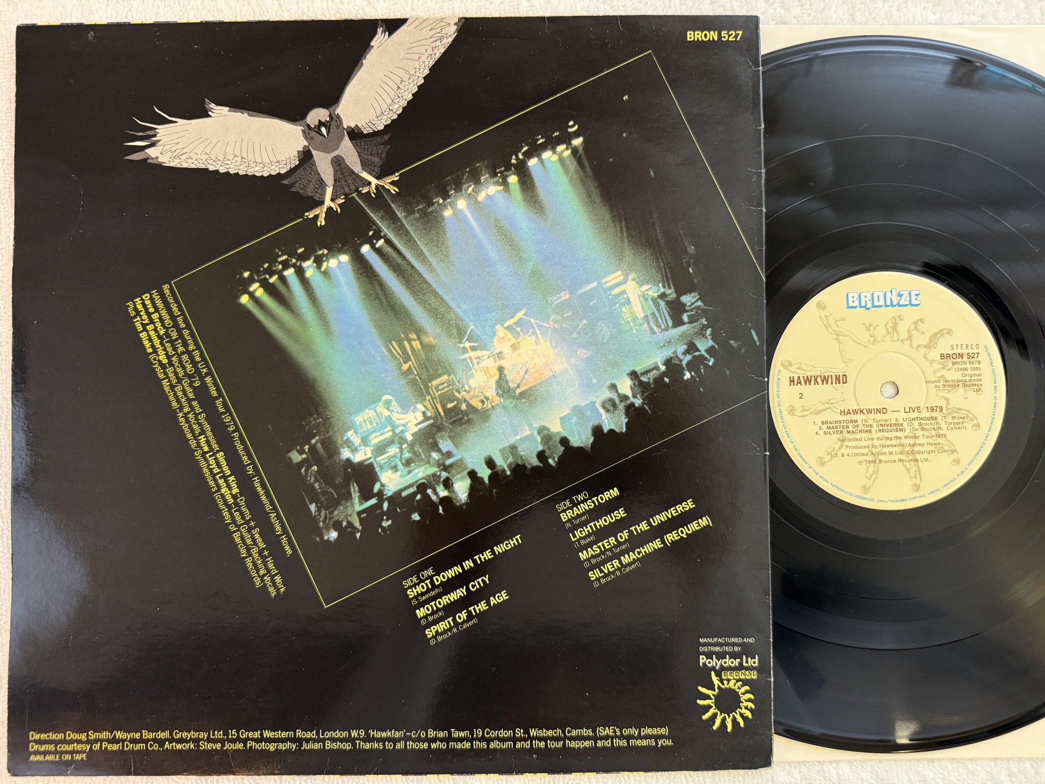 Omslagsbild för skivan HAWKWIND live 1979 LP -80 UK BRONZE BRON 527