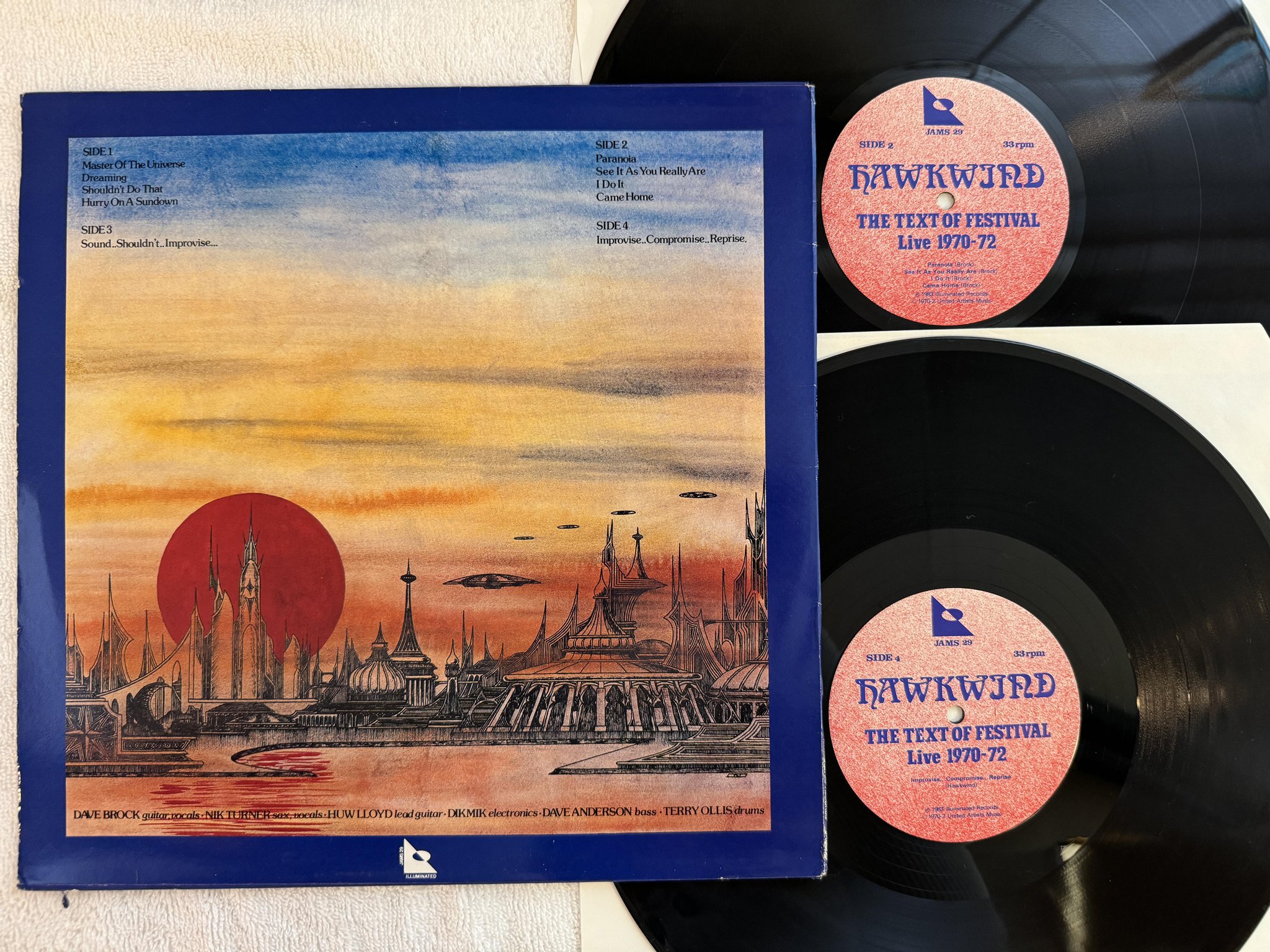 Omslagsbild för skivan HAWKWIND The Text Of Festival Live -70-72 2xLP -83 UK JAMS 29