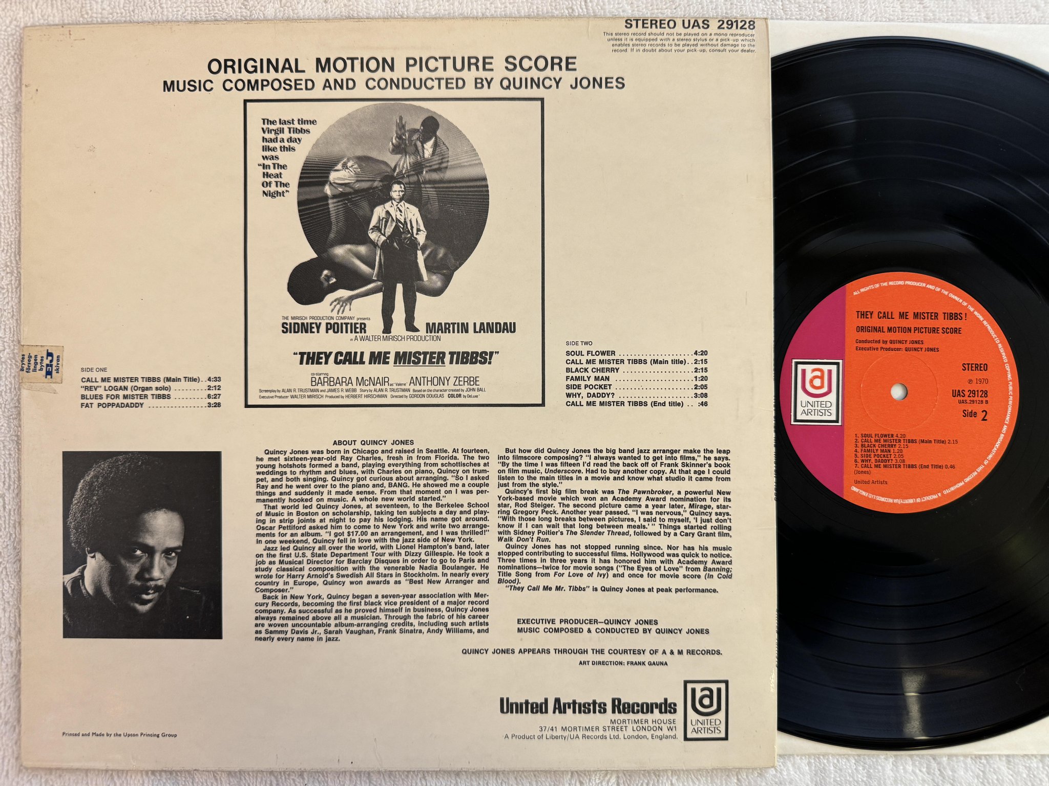 Omslagsbild för skivan QUINCY JONES they call me Mister Tibbs LP -70 UK UAS 29128 ** BLAXPLOITATION **