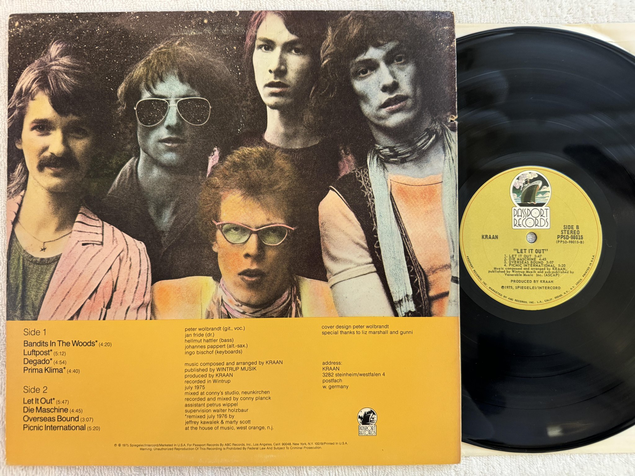 Omslagsbild för skivan KRAAN let it out LP -75 US PASSPORT PPSD 98015 *** KRAUT ***