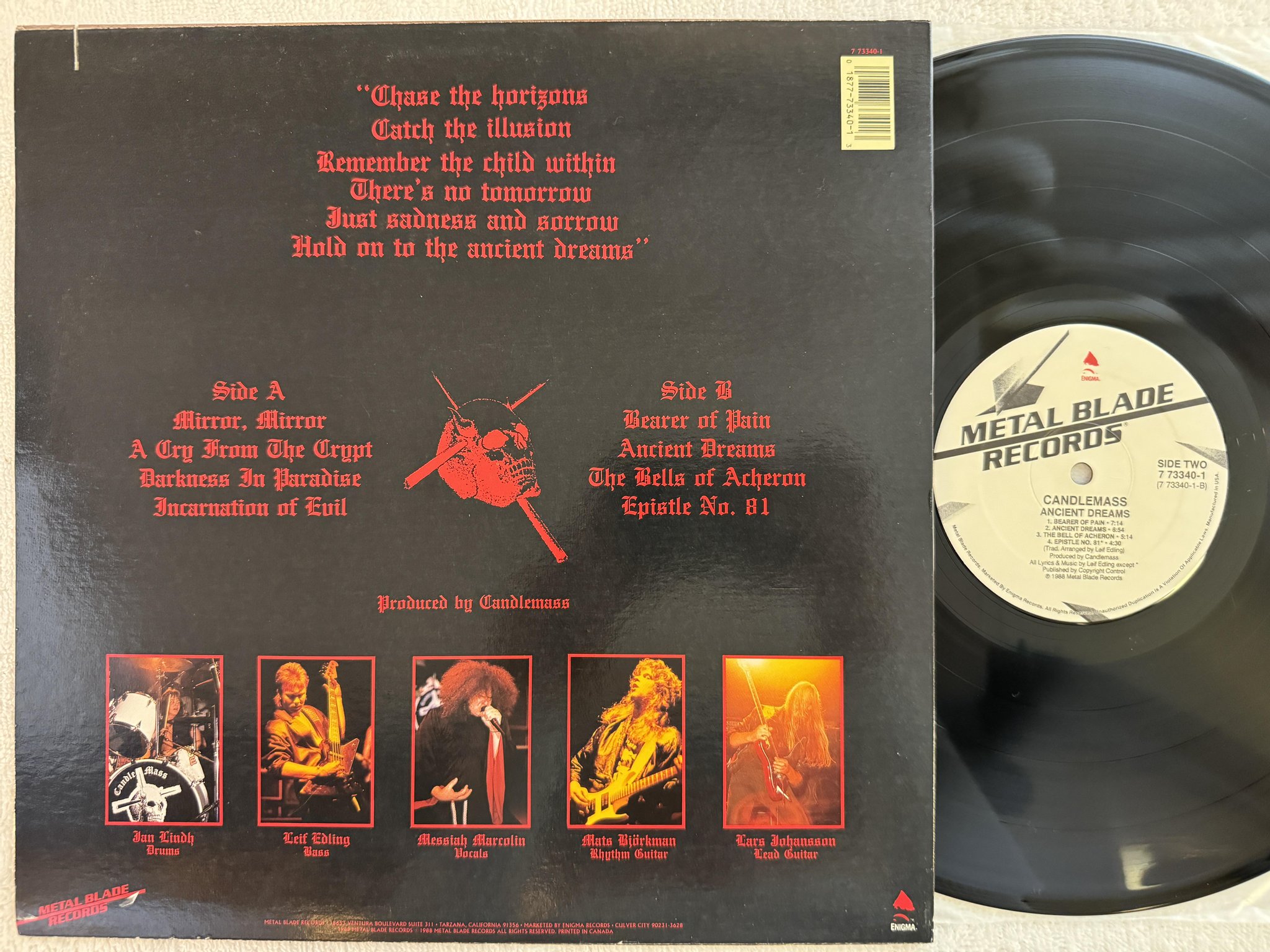 Omslagsbild för skivan CANDLEMASS ancient dreams LP -88 US METAL BLADE 773340-1 *** Doom Metal ***