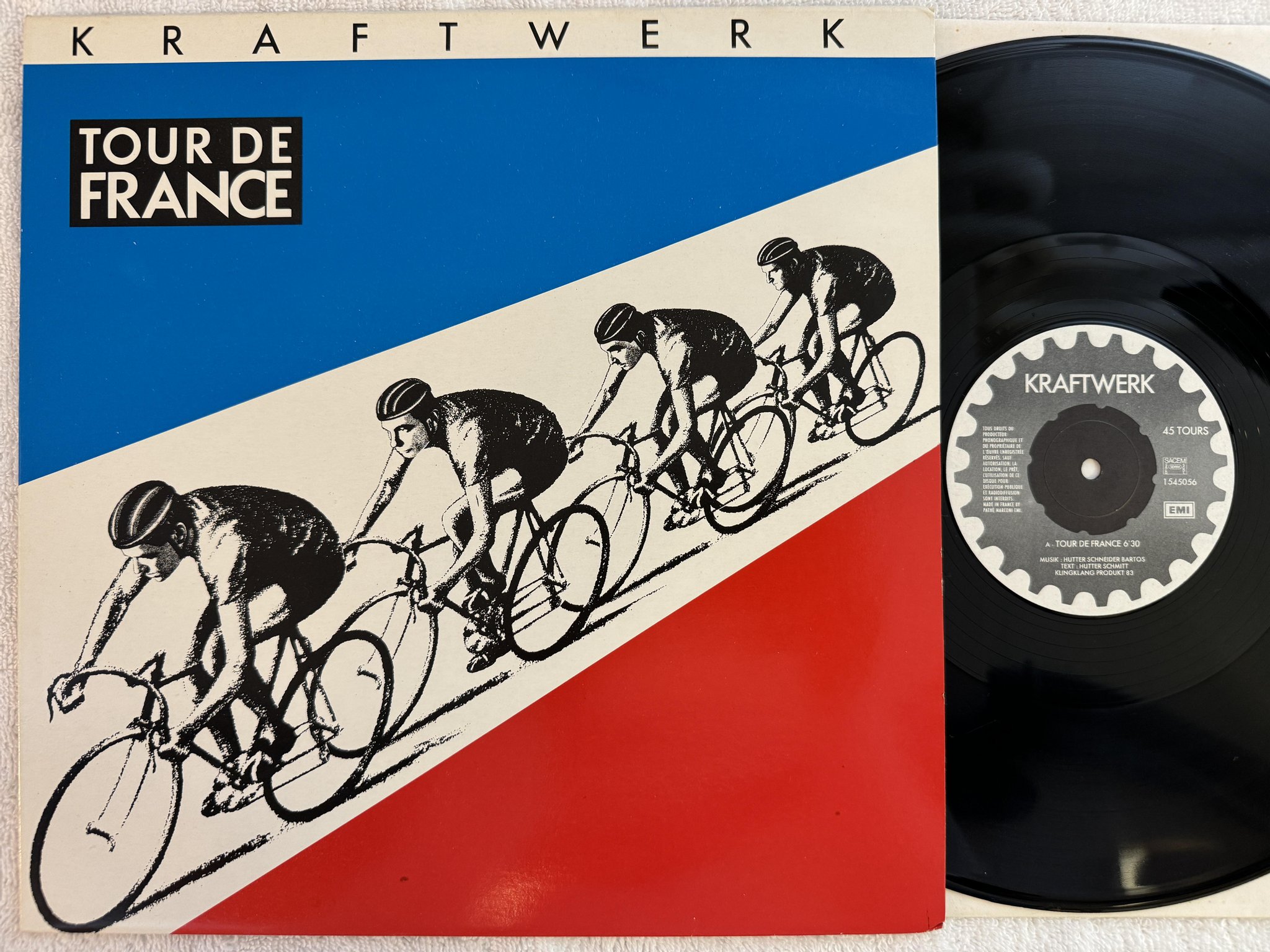 Omslagsbild för skivan KRAFTWERK tour de France 12" -83 Fra EMI 1545056