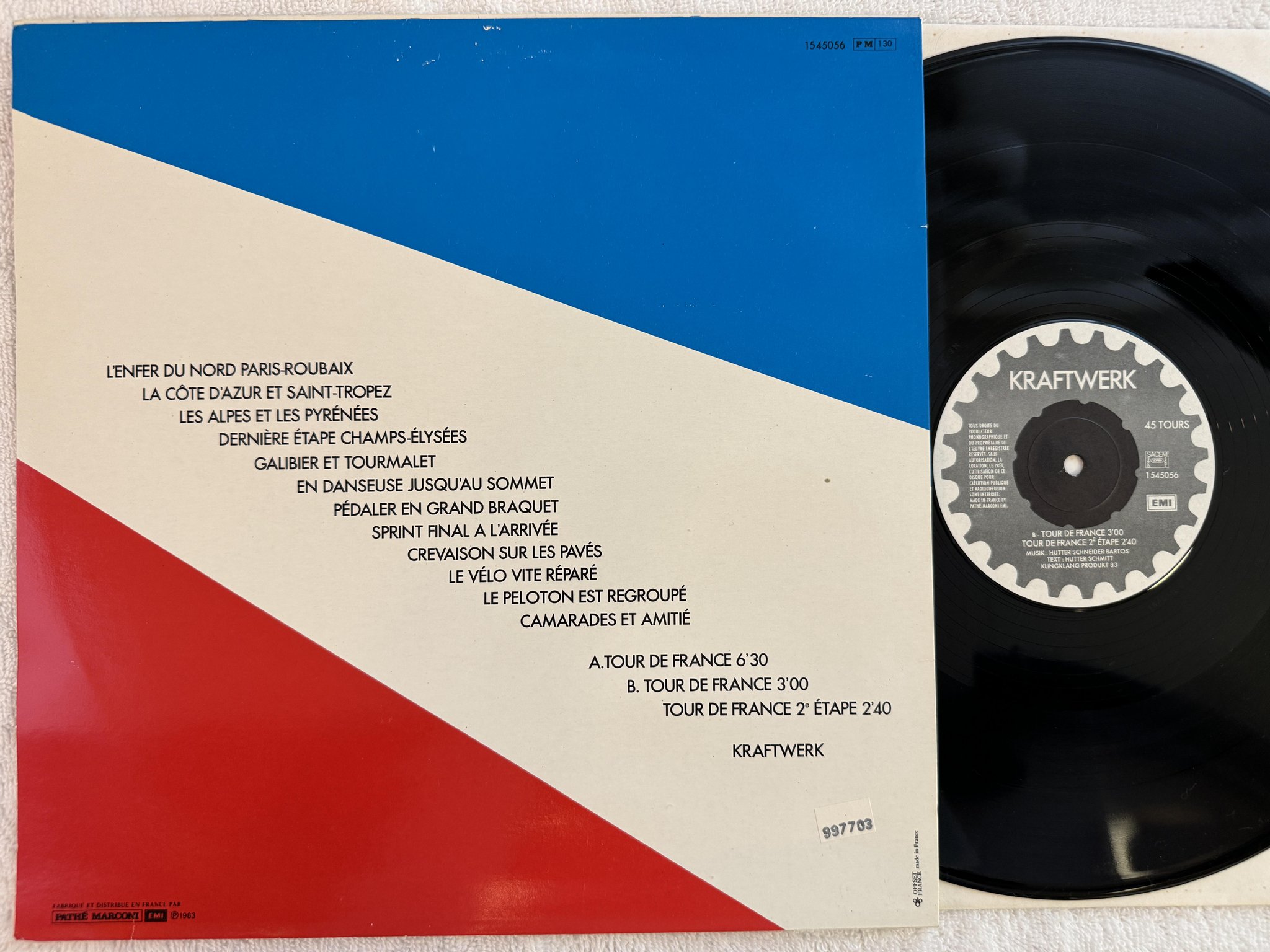 Omslagsbild för skivan KRAFTWERK tour de France 12" -83 Fra EMI 1545056
