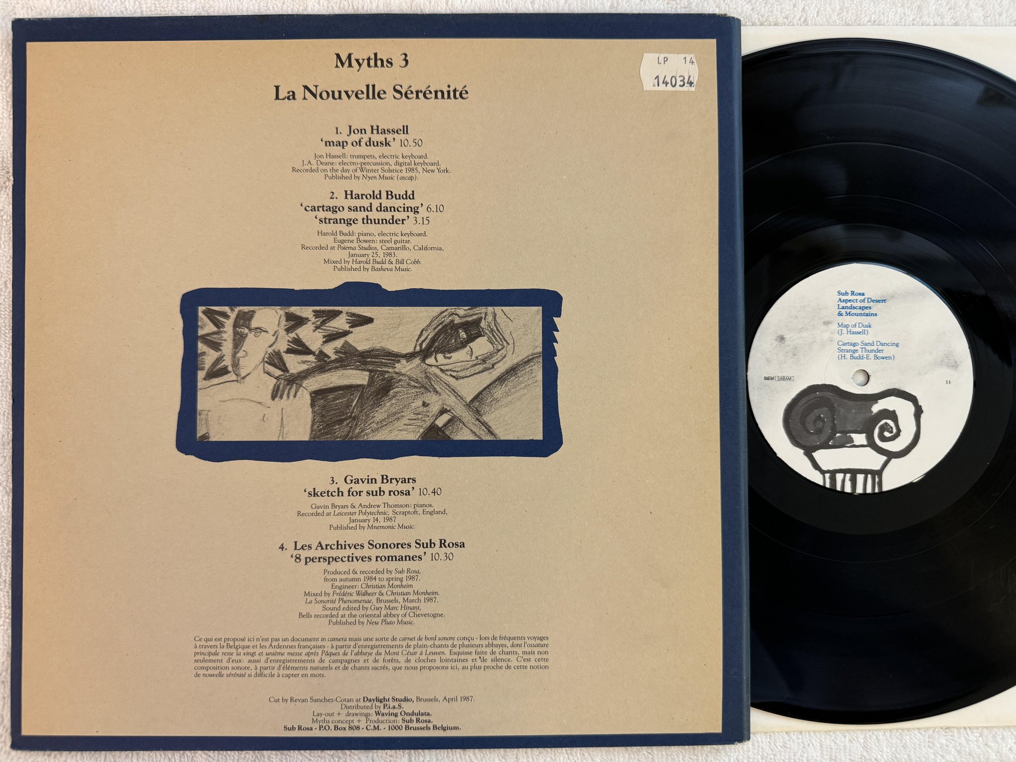 Omslagsbild för skivan V/A Myths 3. La Nouvelle Sérénité. LP -87 Belgium SUB ROSA SUB 33003-5