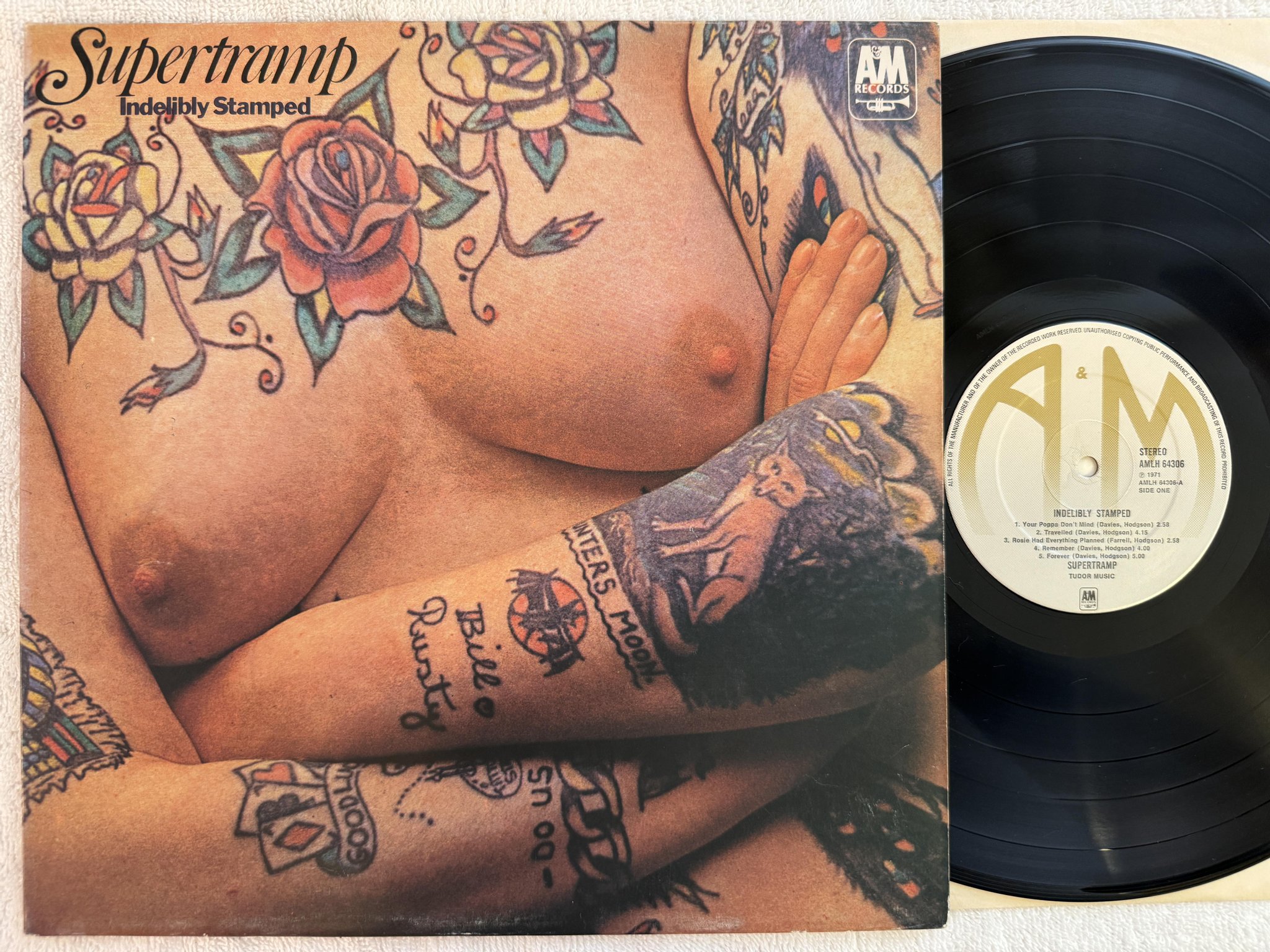 Omslagsbild för skivan SUPERTRAMP indelibly stamped LP -71 UK A&M AMLH 64306