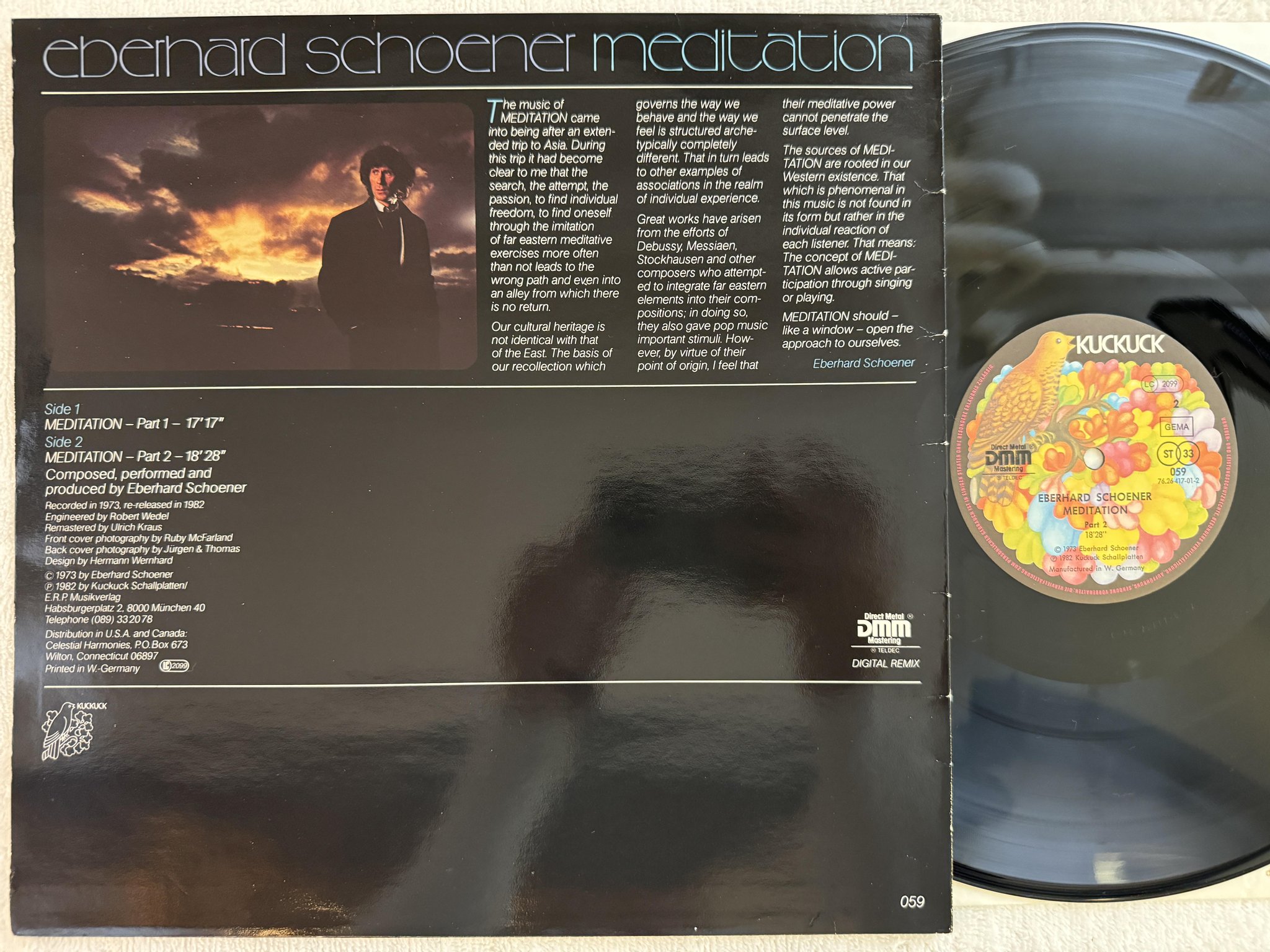 Omslagsbild för skivan EBERHARD SCHOENER meditation part I LP -82 KUCKUCK 059 *** MINIMAL ***
