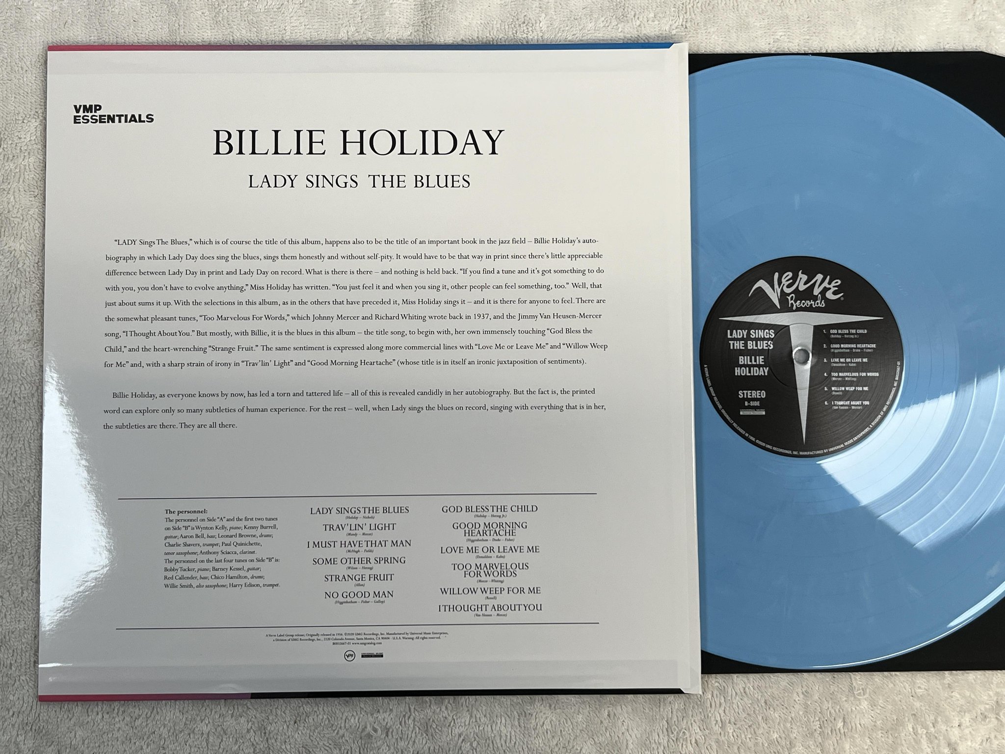 Omslagsbild för skivan BILLIE HOLIDAY lady sings the blues LP 2020 US VMP E096 *** LIGHT BLUE ***
