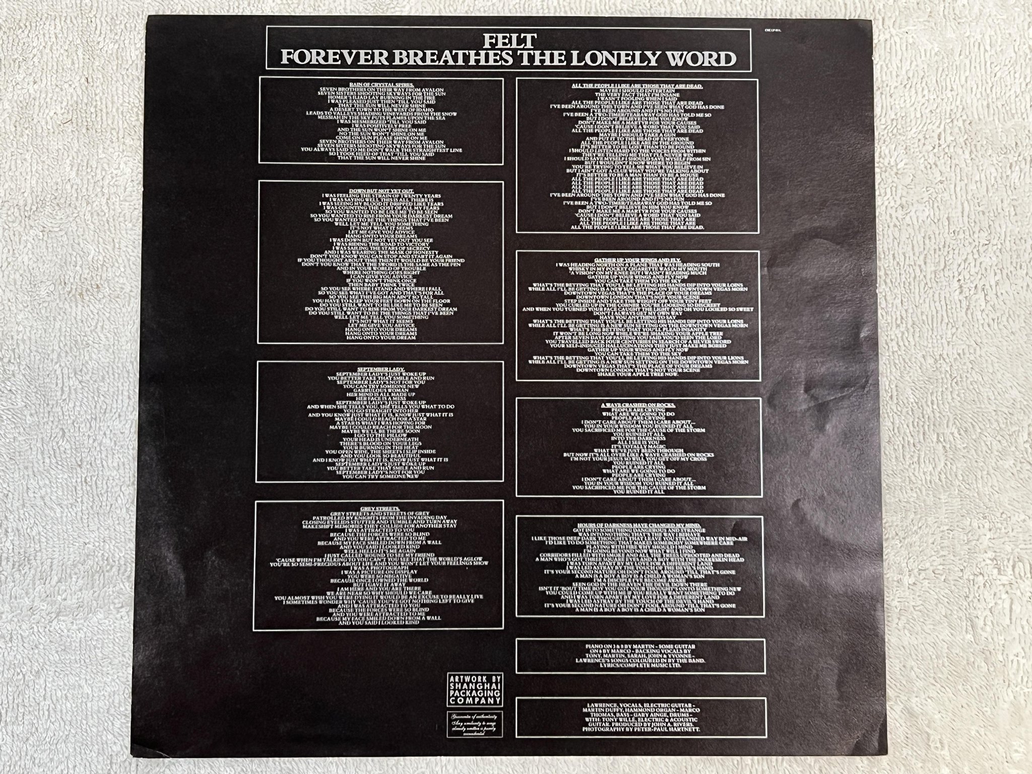 Omslagsbild för skivan FELT Forever Breathes The Lonely Word LP -86 UK CREATION CRE LP 011