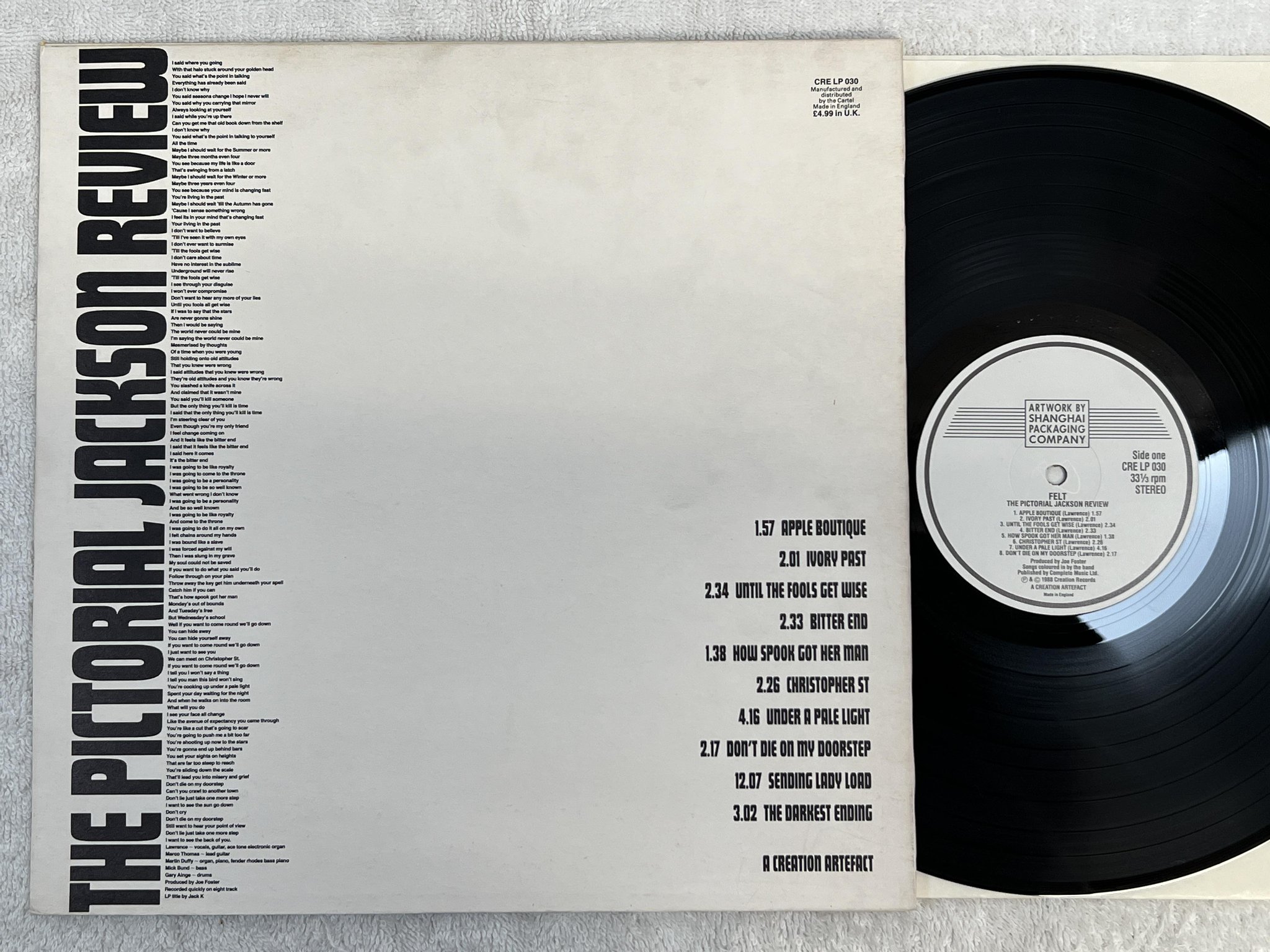 Omslagsbild för skivan FELT The Pictorial Jackson Review LP -87 UK CREATION CRE LP 030
