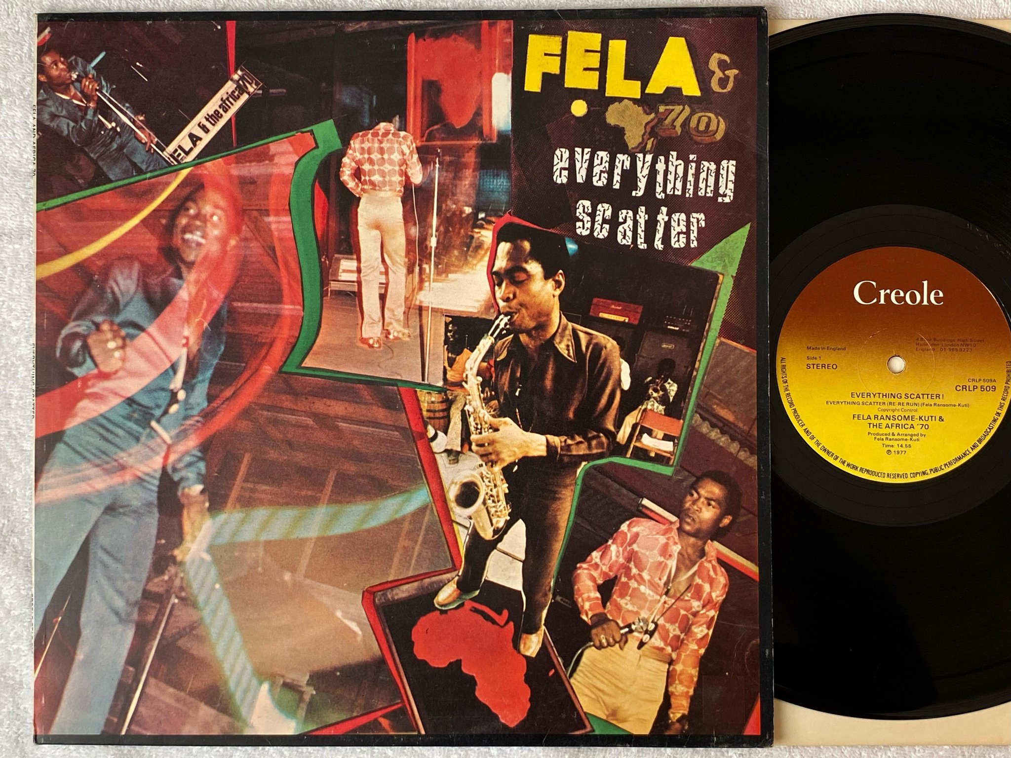 Omslagsbild för skivan FELA & AFRICA 70 Everything Scatter LP -77 UK CREOLE CRLP 509 * RARE AFRO FUNK *