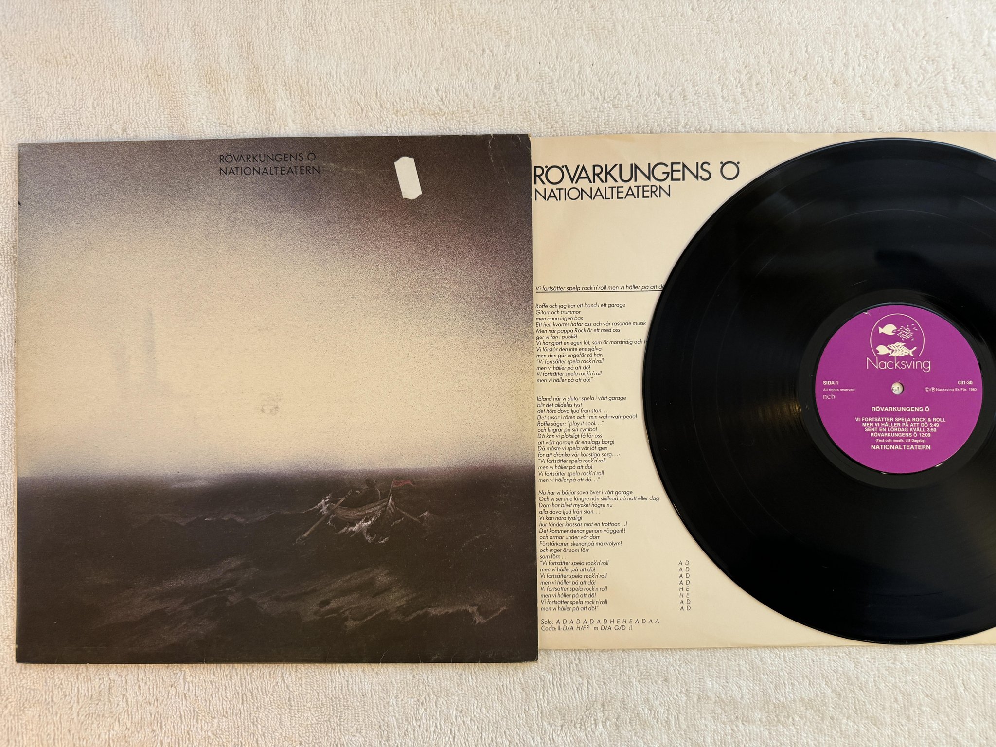 Omslagsbild för skivan NATIONALTEATERN rövarkungens ö LP -80 NACKSVING 031-30