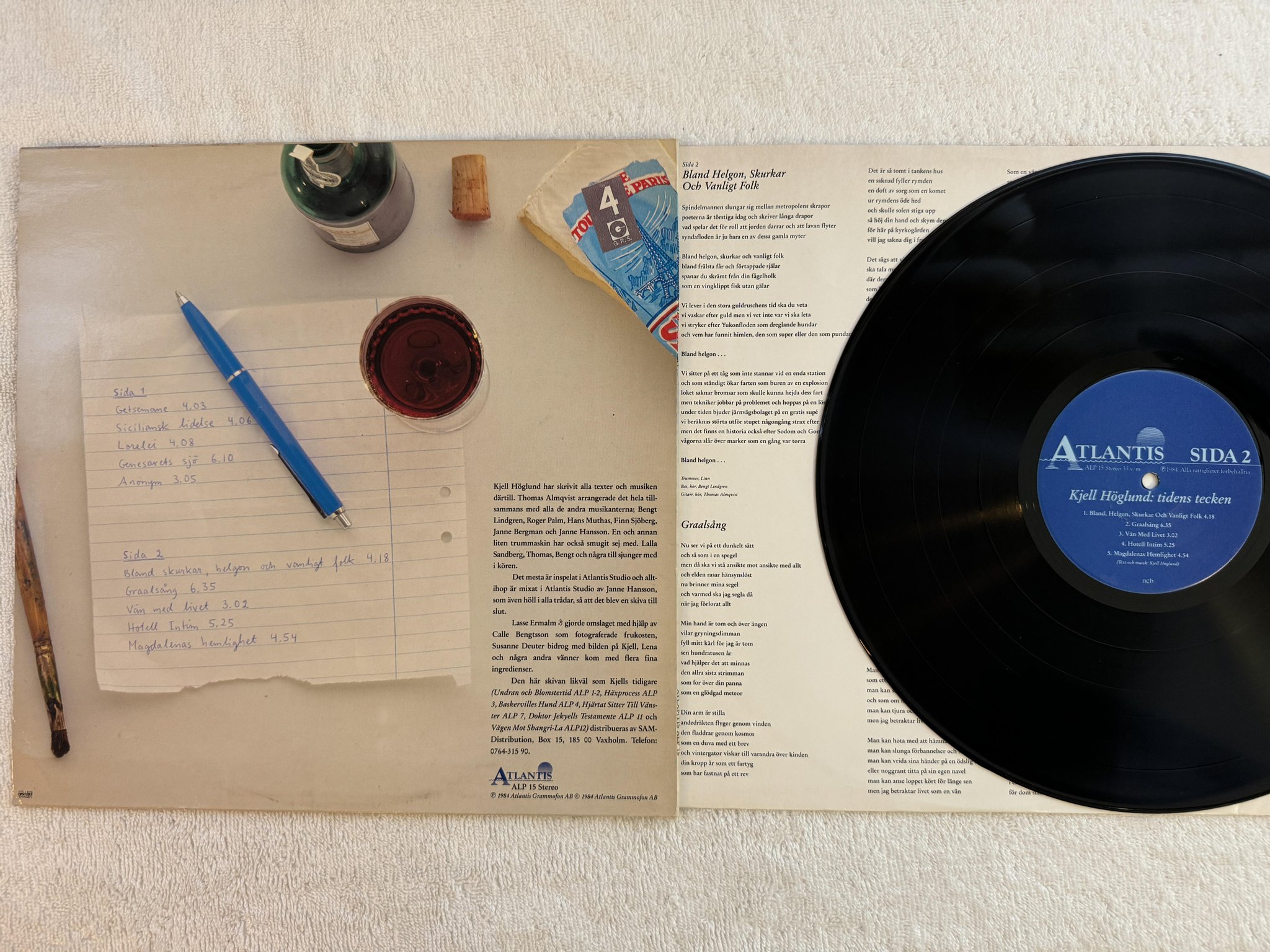 Omslagsbild för skivan KJELL HÖGLUND tidens tecken LP -84 ATLANTIS ALP 15