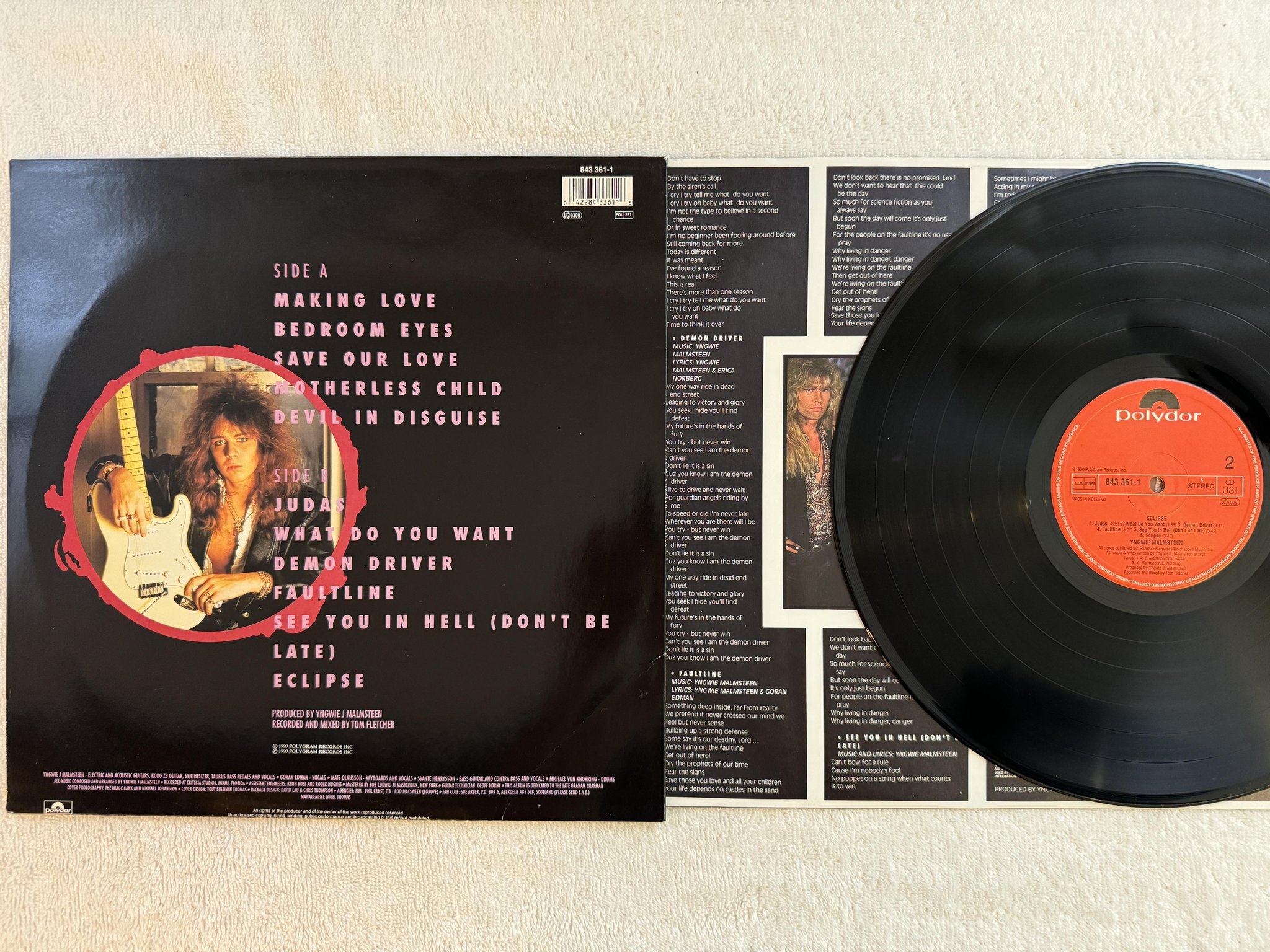 Omslagsbild för skivan YNGWIE MALMSTEEN eclipse LP -90 Hol POLYDOR 843 361-1