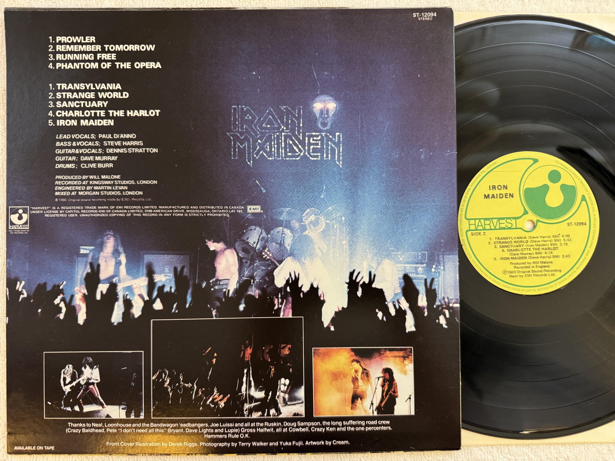 Omslagsbild för skivan IRON MAIDEN s/t LP -80 Can HARVEST ST-12094