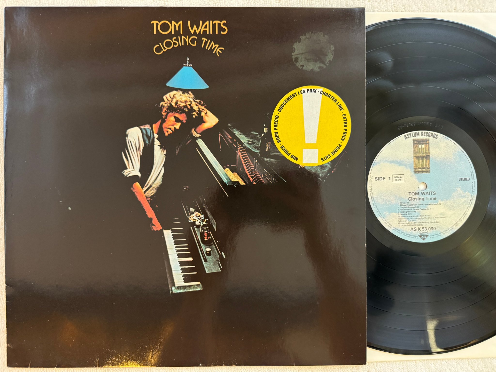 Omslagsbild för skivan TOM WAITS closing time LP re Ger ASYLUM AS K 53030