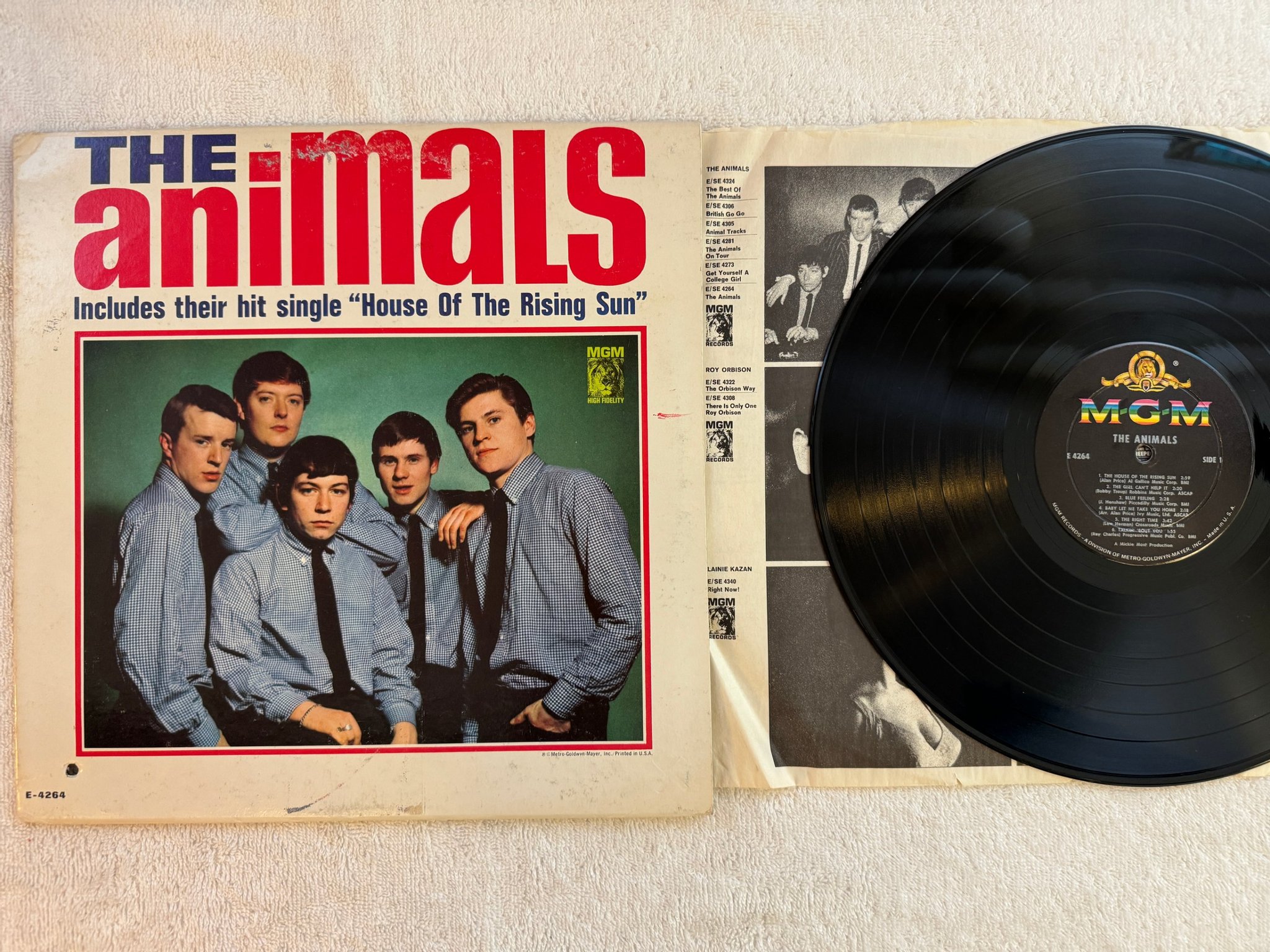 Omslagsbild för skivan THE ANIMALS s/t LP -64 US MGM E-4264 ** THE HOUSE OF THE RISING SUN **