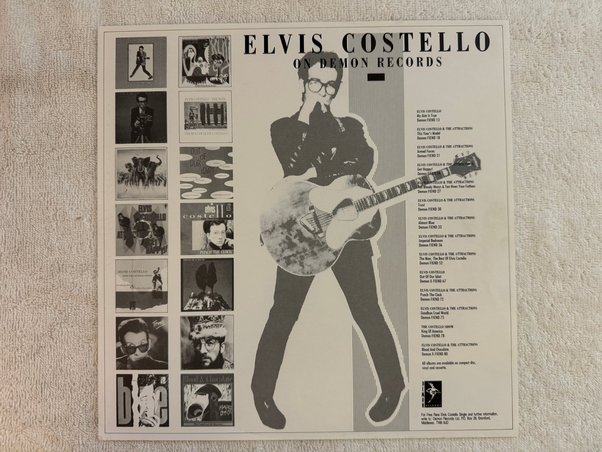 Omslagsbild för skivan ELVIS COSTELLO Girls +£÷ Girls =$& Girls 2xLP -89 DEMON D-FIEND 160
