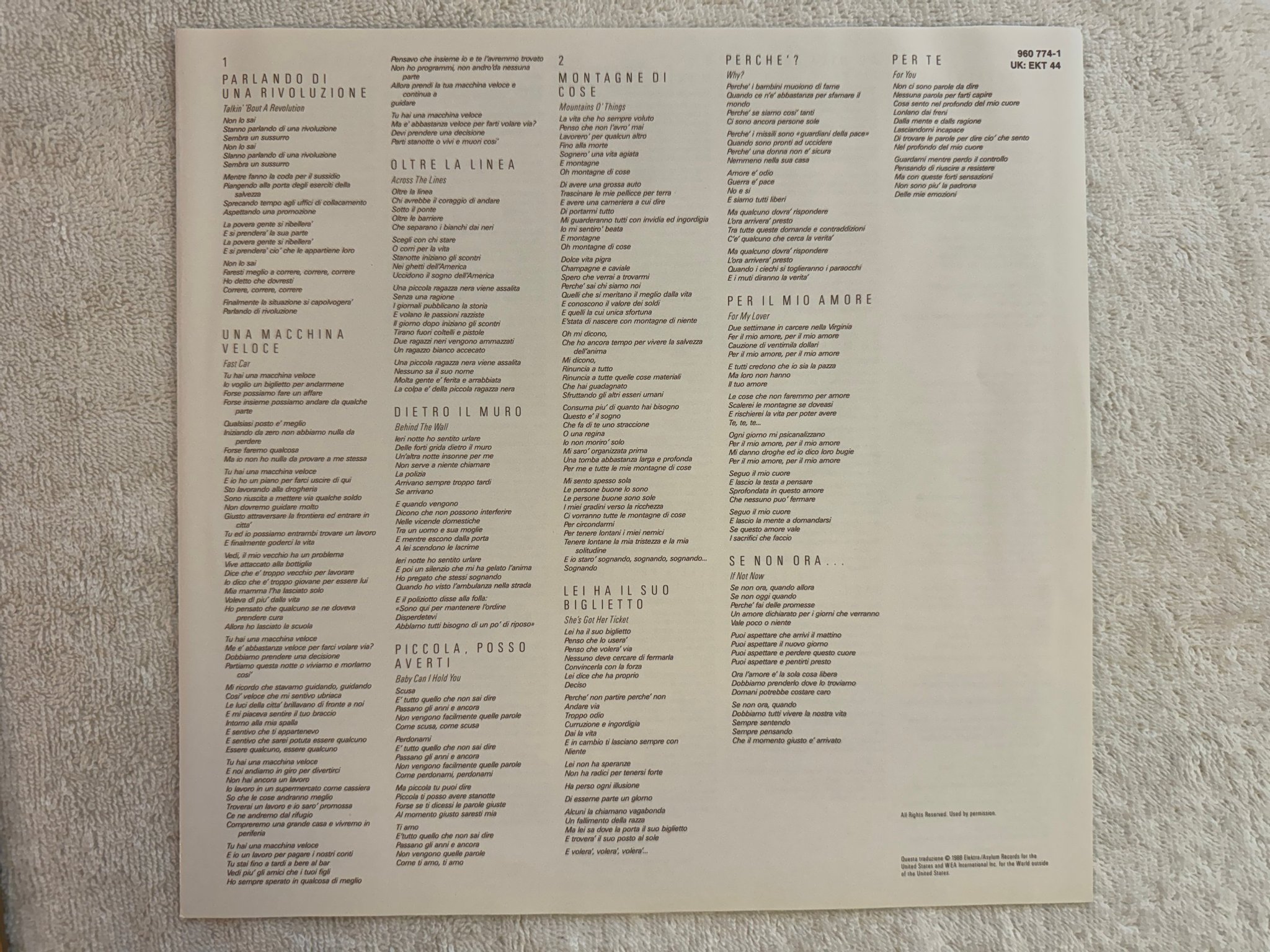 Omslagsbild för skivan TRACY CHAPMAN s/t LP -88 Ger ELEKTRA 960 774-1 ***** Fast Car *****