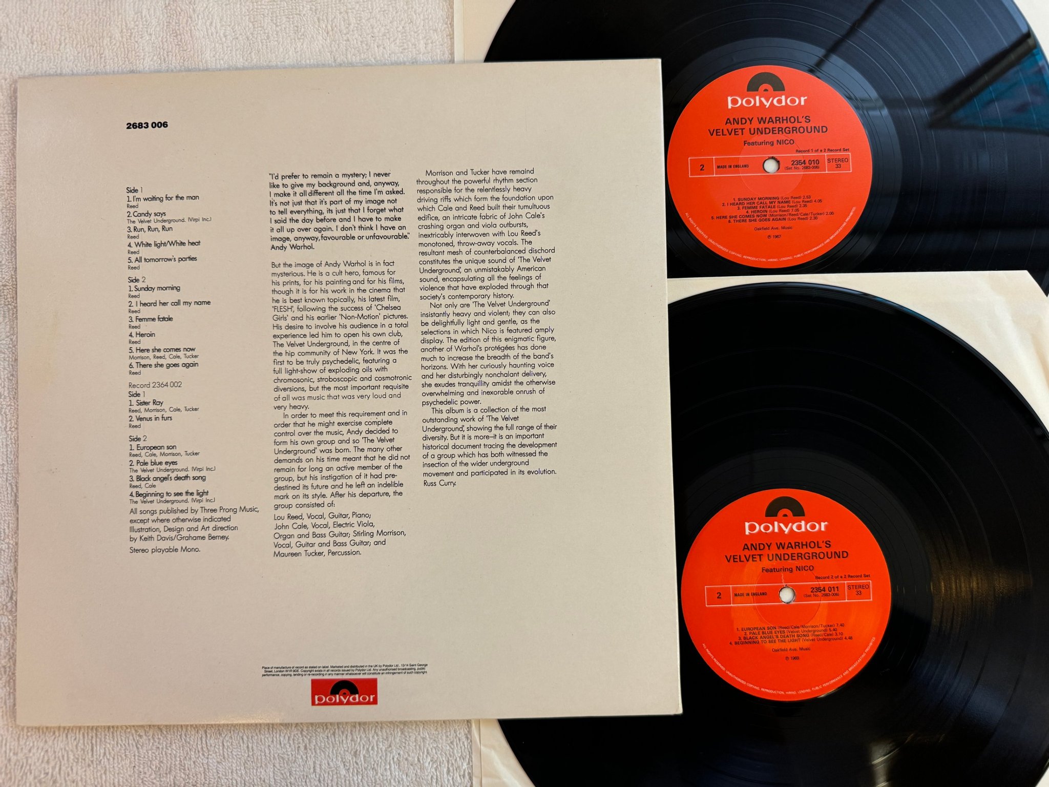 Omslagsbild för skivan ANDY WARHOL 's VELVET UNDERGROUND 2xLP re UK POLYDOR 2354010 ** pop art ***