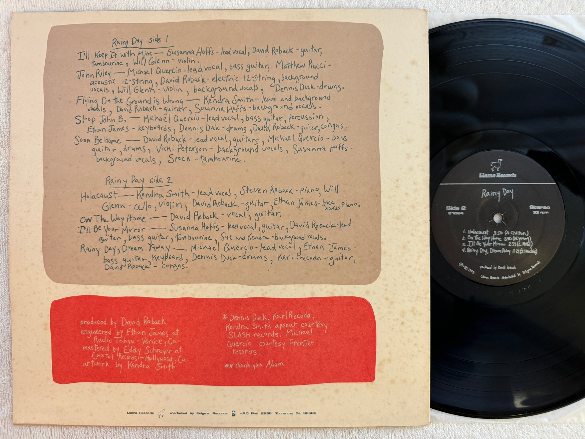 Omslagsbild för skivan RAINY DAY s/t LP -84 US LLAMA E1024 *** RARE ALTERNATIVE ROCK ***