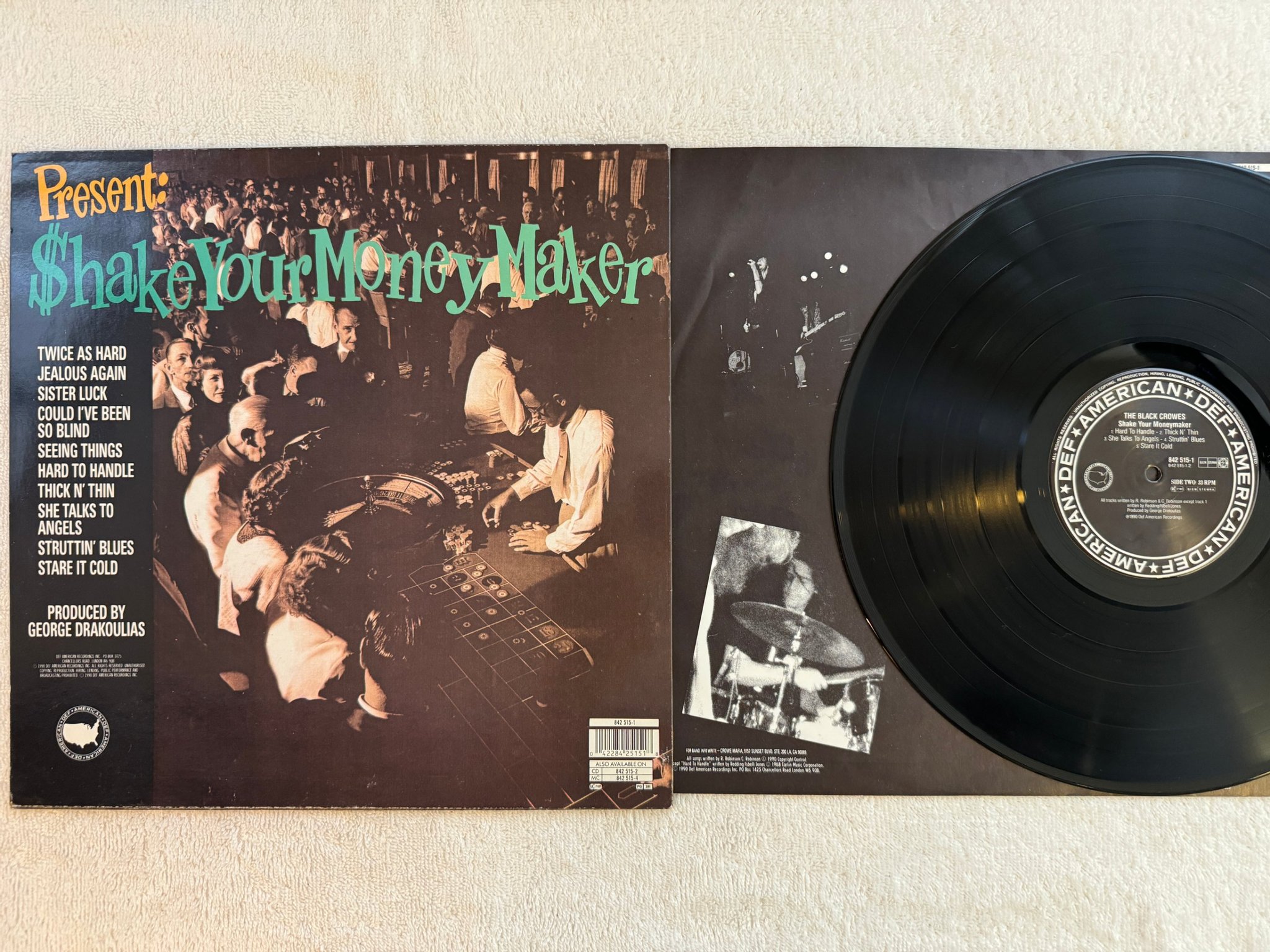 Omslagsbild för skivan THE BLACK CROWES Shake Your Money Maker LP -90 def american 842 515-1