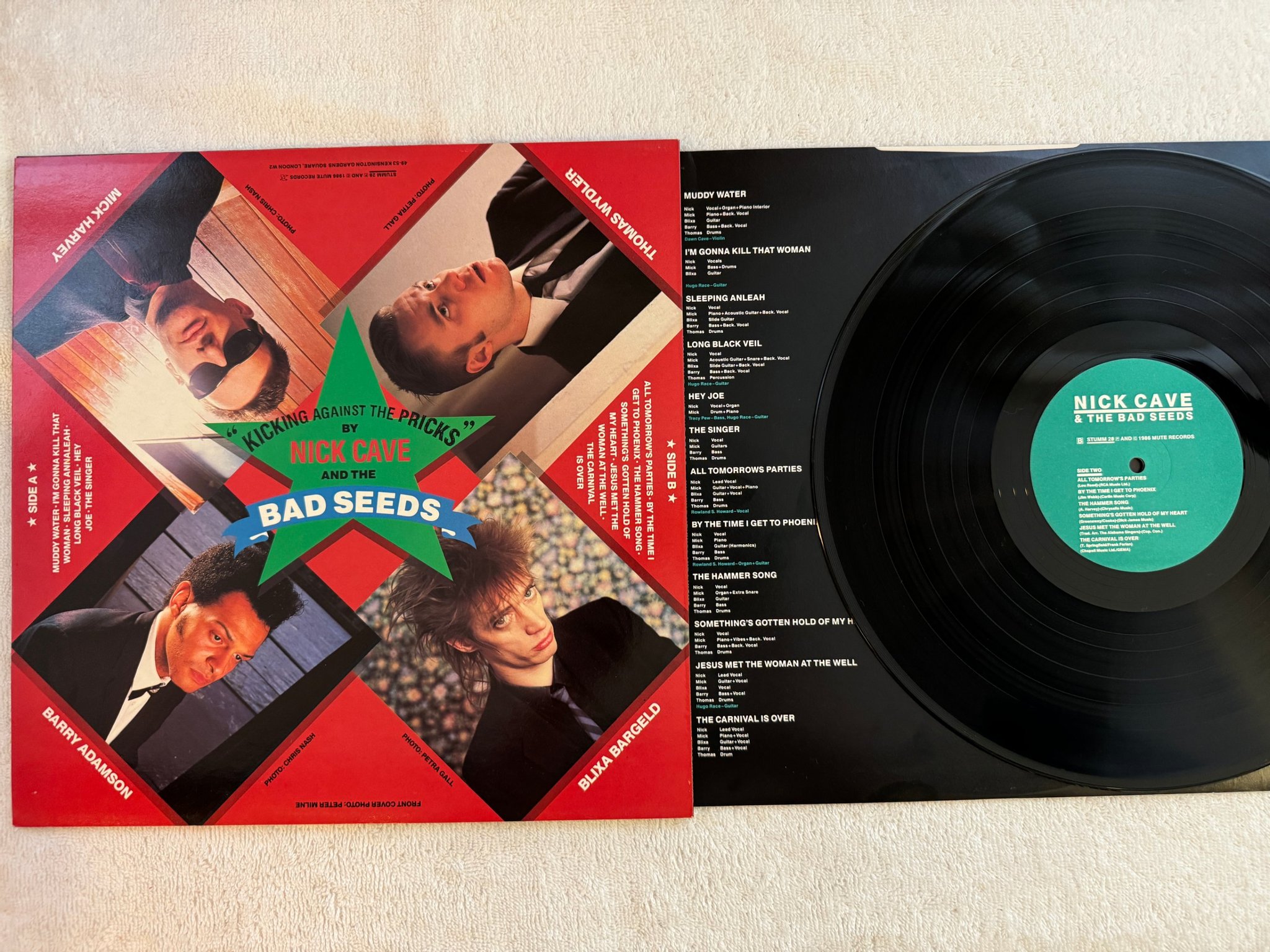 Omslagsbild för skivan NICK CAVE & THE BAD SEEDS kicking against the pricks LP -86 MUTE STUMM-28