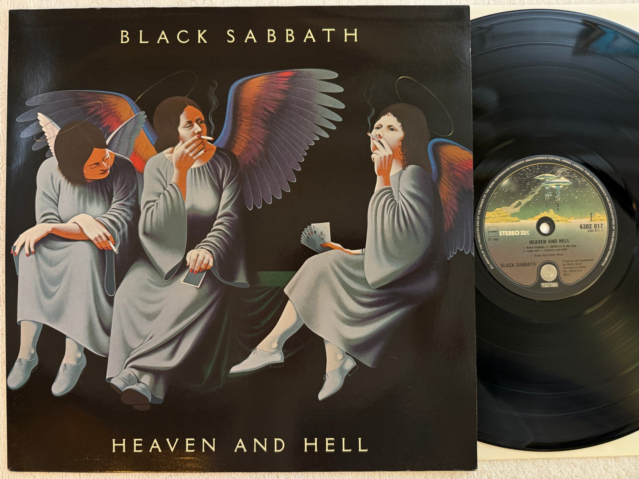Omslagsbild för skivan BLACK SABBATH heaven and hell LP -80 Hol VERTIGO 6302 017
