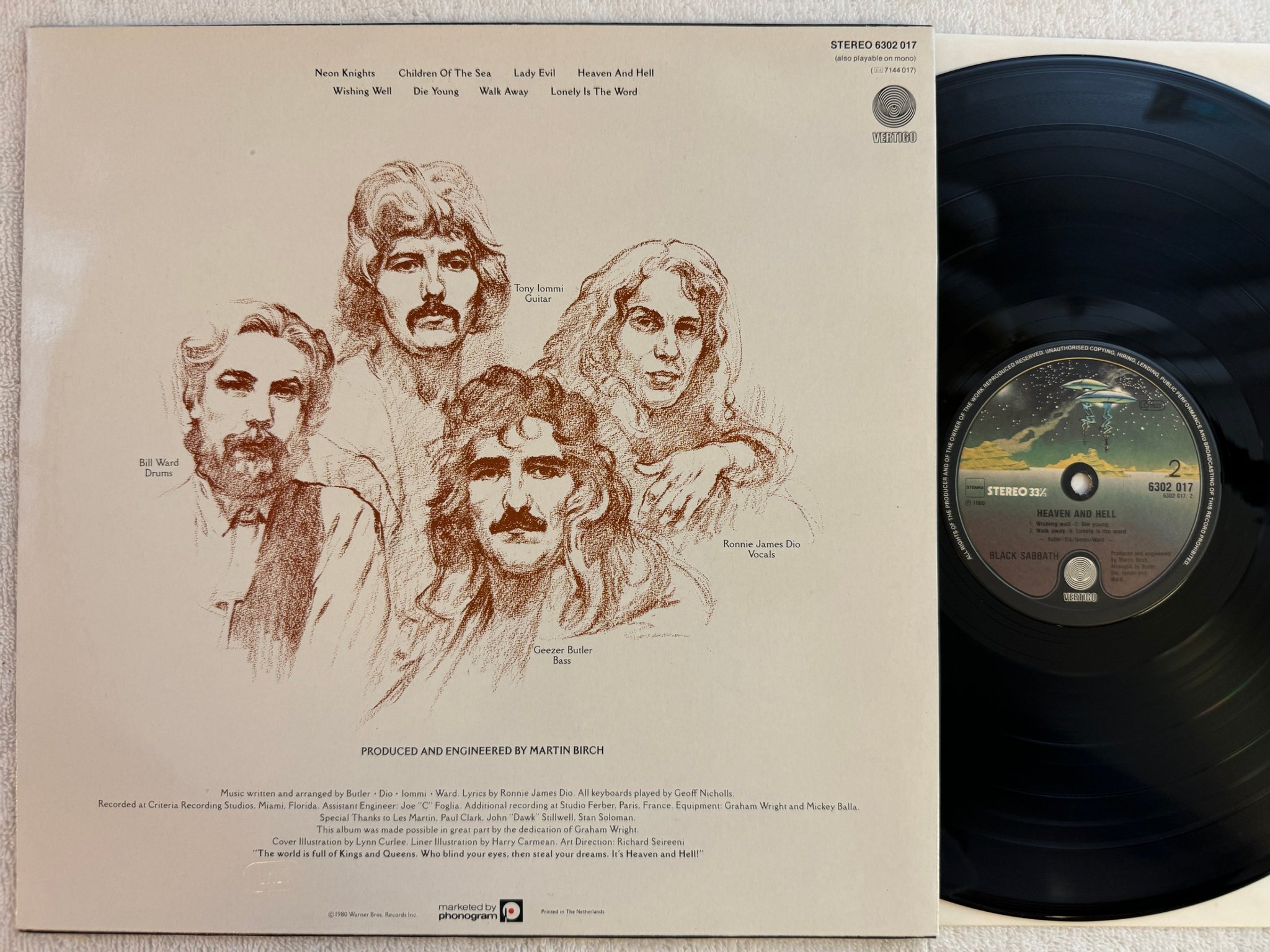 Omslagsbild för skivan BLACK SABBATH heaven and hell LP -80 Hol VERTIGO 6302 017