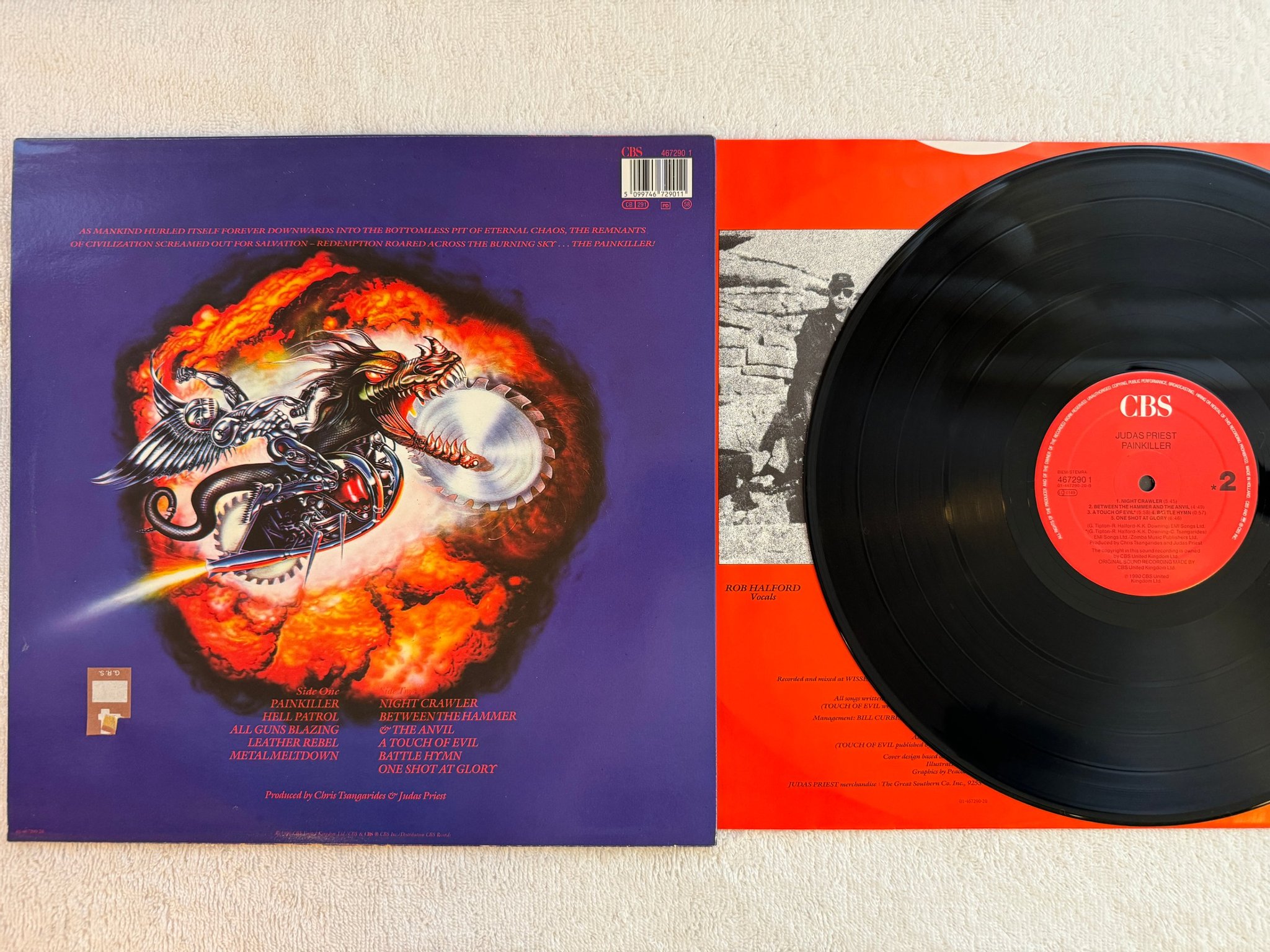 Omslagsbild för skivan JUDAS PRIEST painkiller LP -90 Hol CBS 4672901