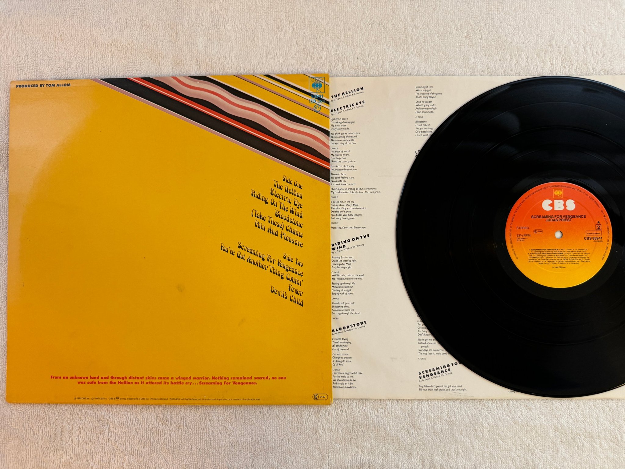 Omslagsbild för skivan JUDAS PRIEST screaming for vengeance LP -82 Hol CBS 85941