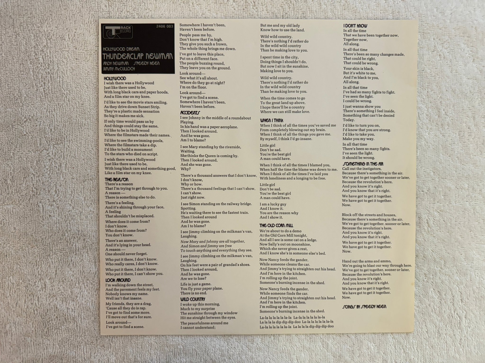 Omslagsbild för skivan THUNDERCLAP NEWMAN hollywood dream LP -70 UK TRACK 2406 003