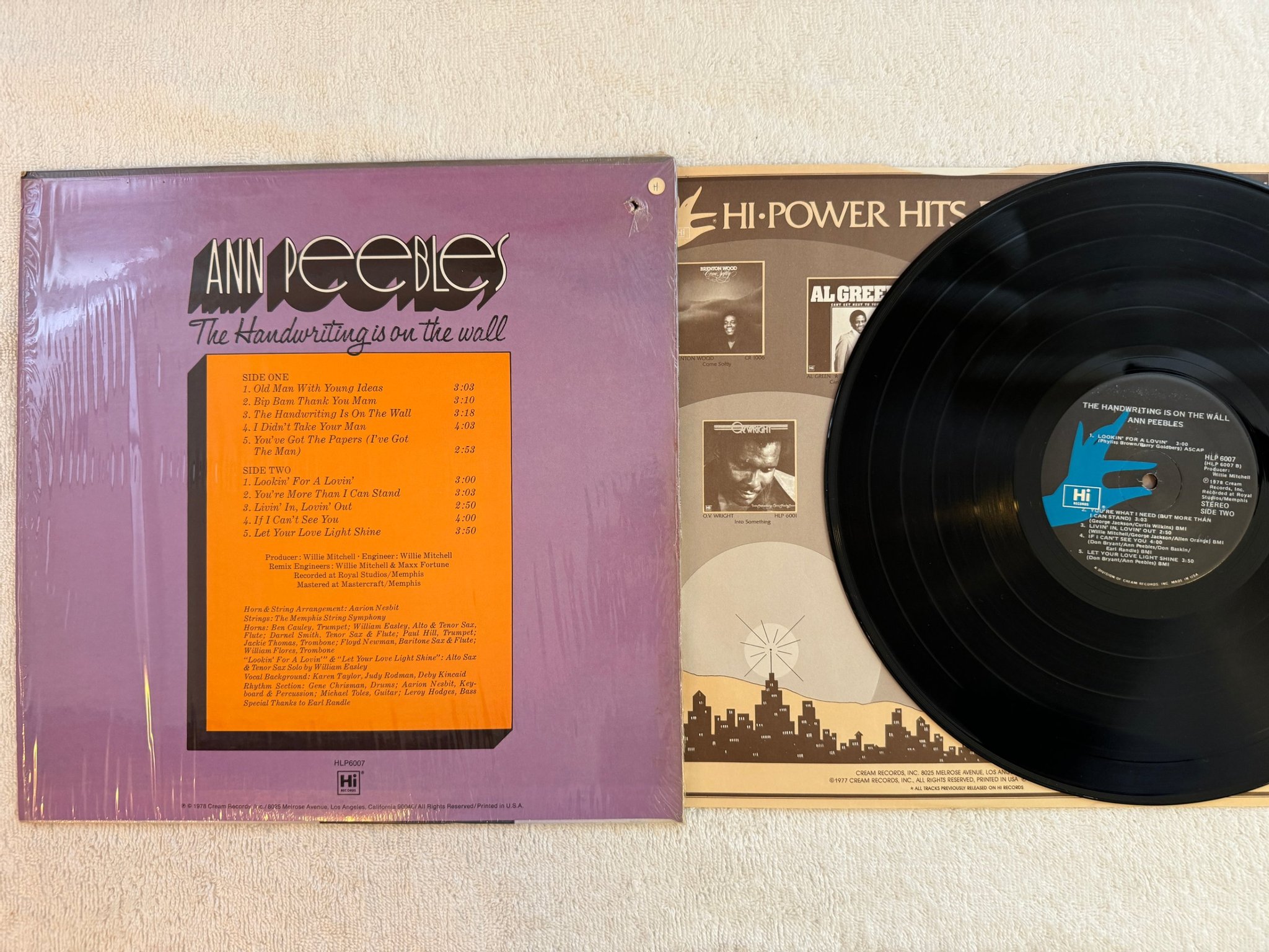 Omslagsbild för skivan ANN PEEBLES the handwriting in the wall LP -78 US HI RECORDS HLP 6007